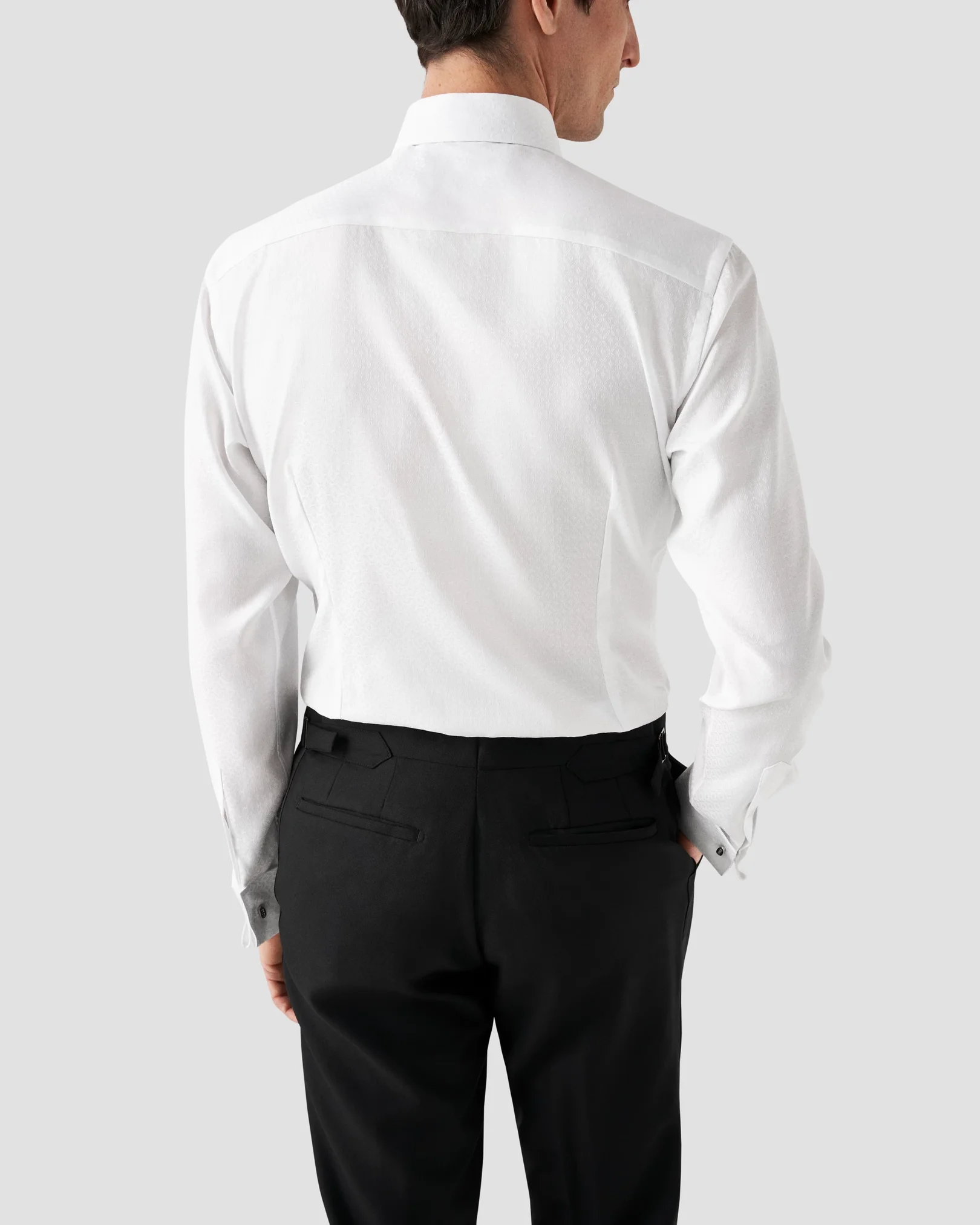 White Floral Jacquard Tuxedo Shirt - Eton White Floral Jacquard Tuxedo Shirt - Eton