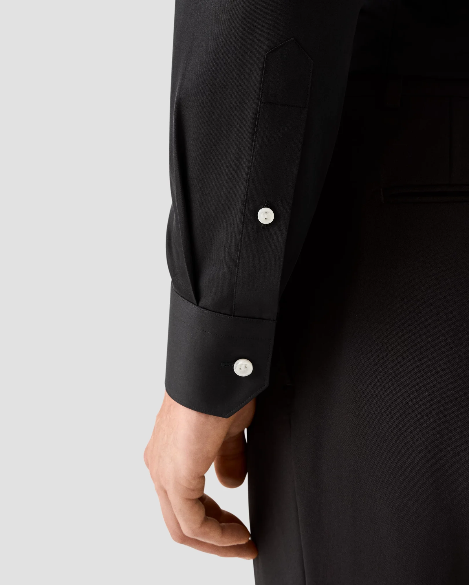 Eton - black solid elevated twill shirt