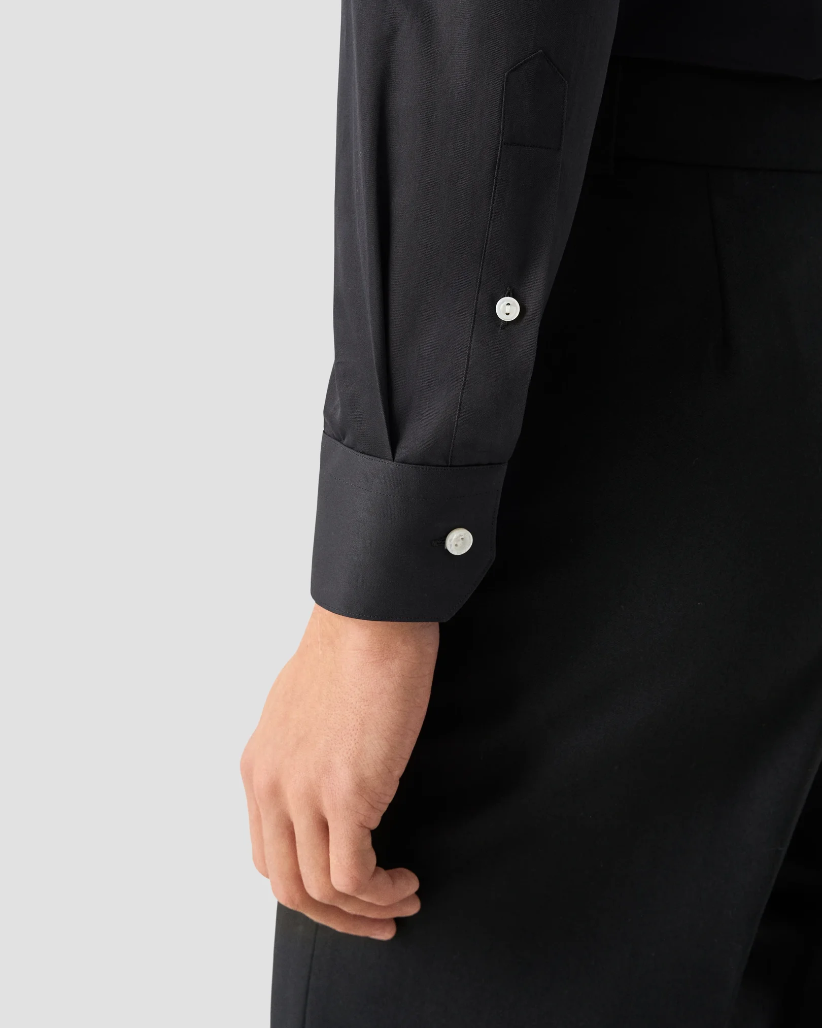 Eton - black solid elevated twill shirt