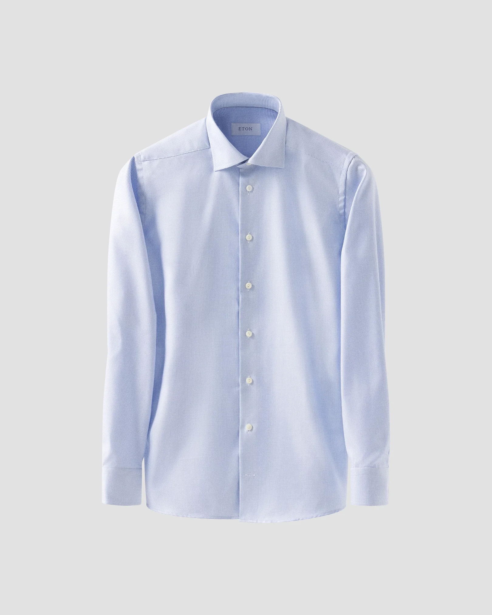 Eton - Light Blue Patterned Textured Twill Shirt