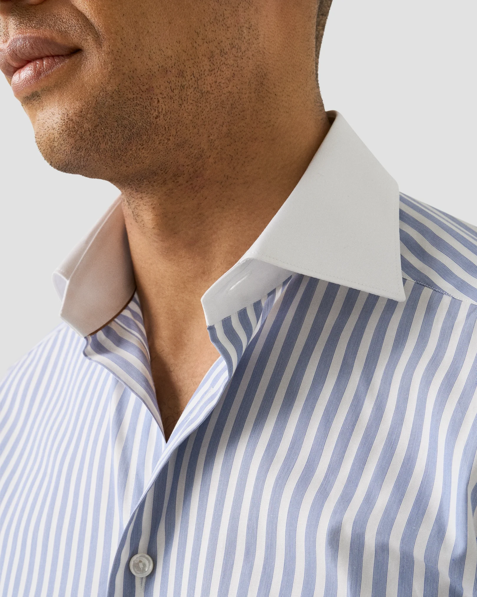 Eton - white collar bengal striped shirt