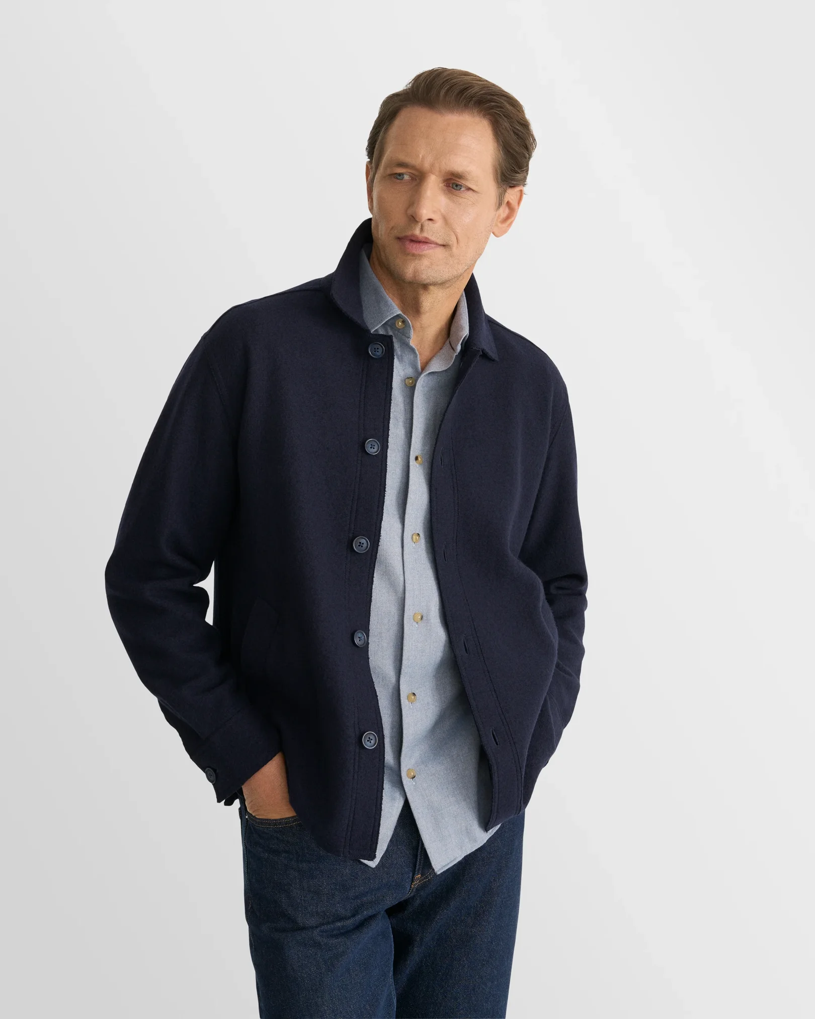 Eton - light blue solid flannel shirt