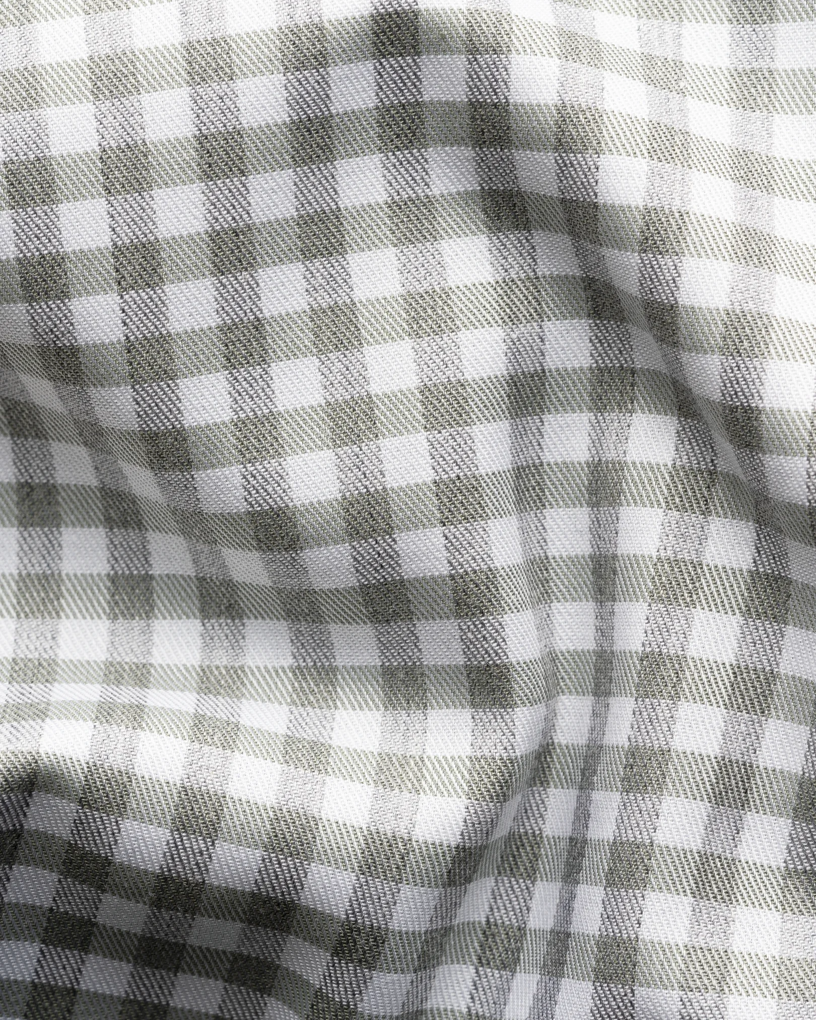 Eton - mid green check melange twill shirt