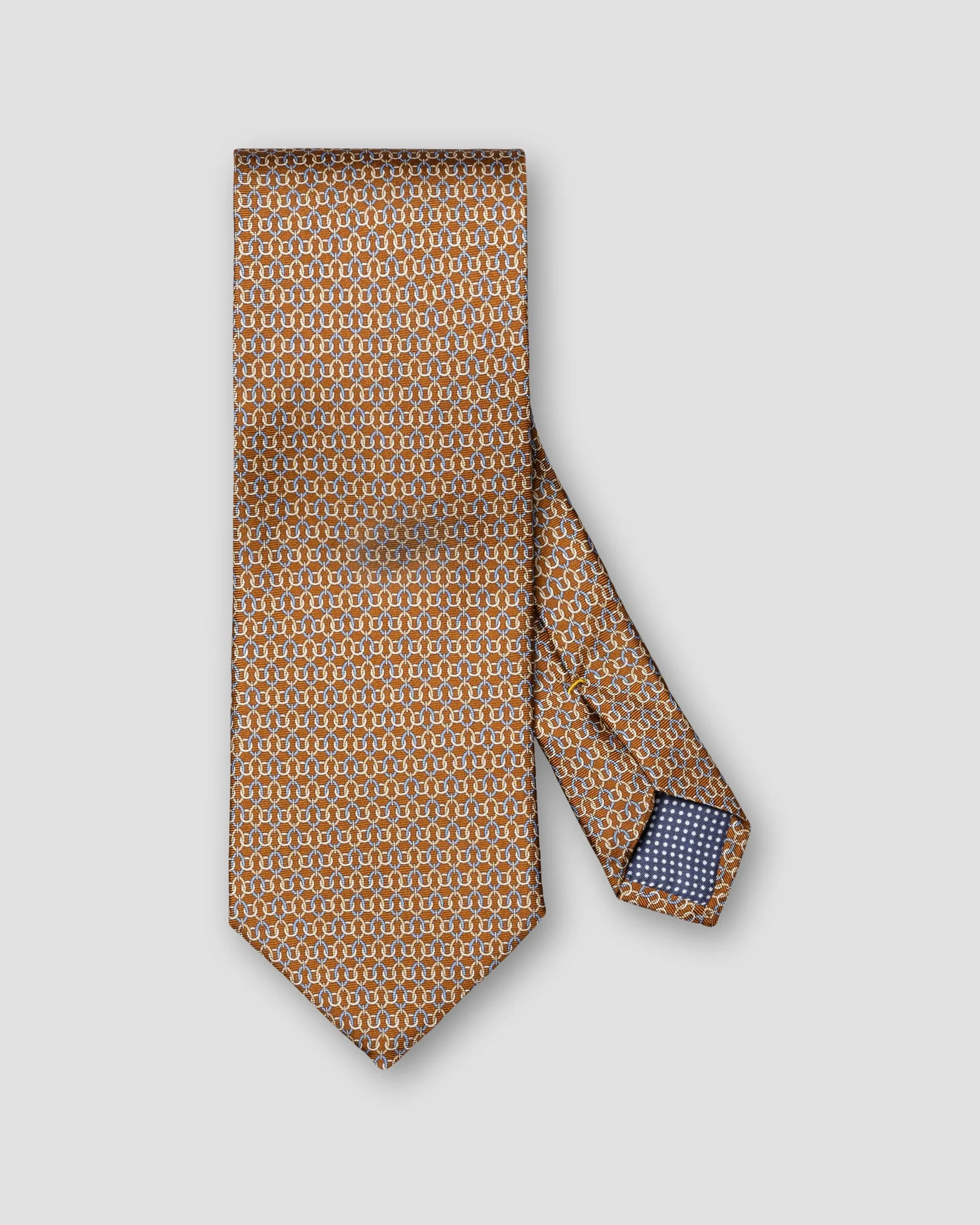 Eton - geometric print silk tie brown geometric print silk tie
