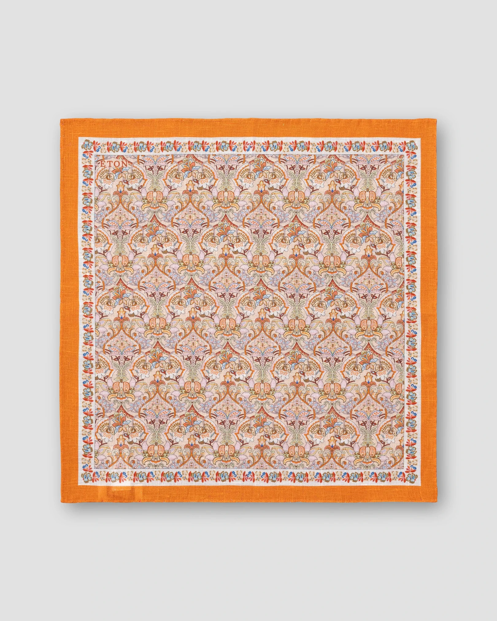 Eton - orange floral linen pocket square