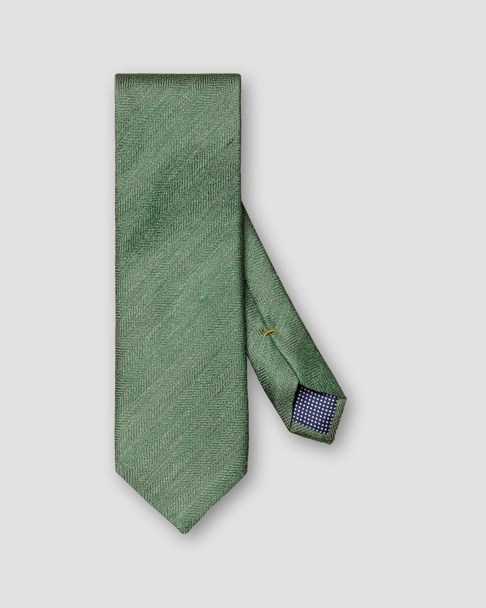 Eton - green herringbone silk linen tie