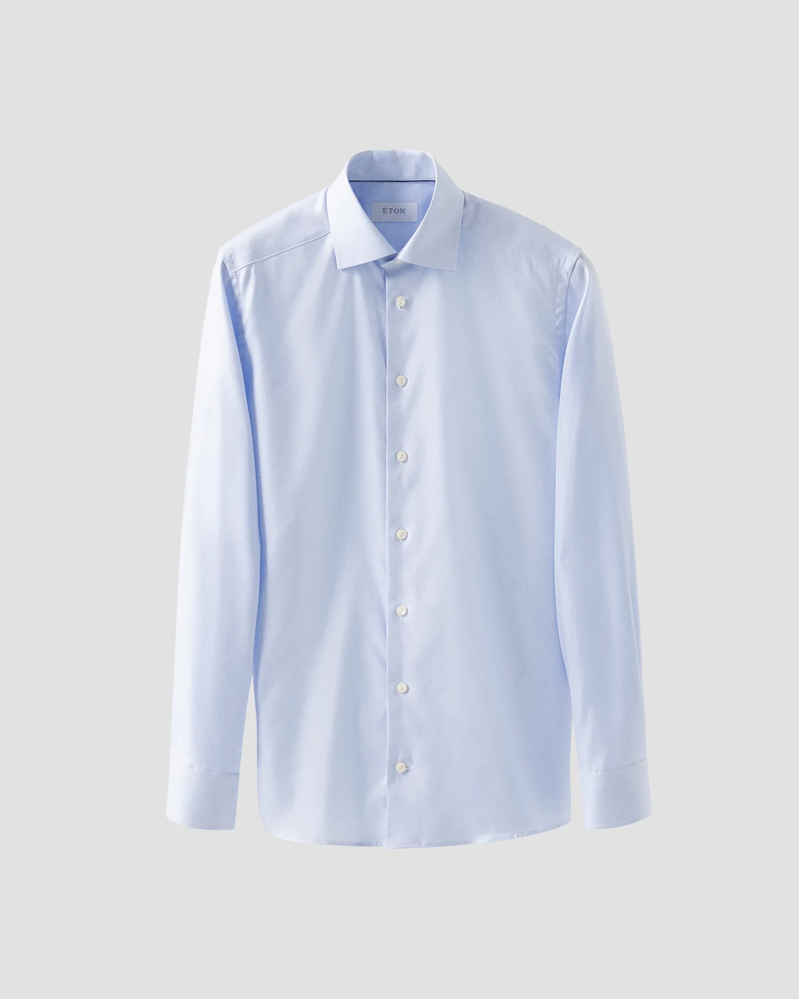 Eton - light blue solid textured twill shirt