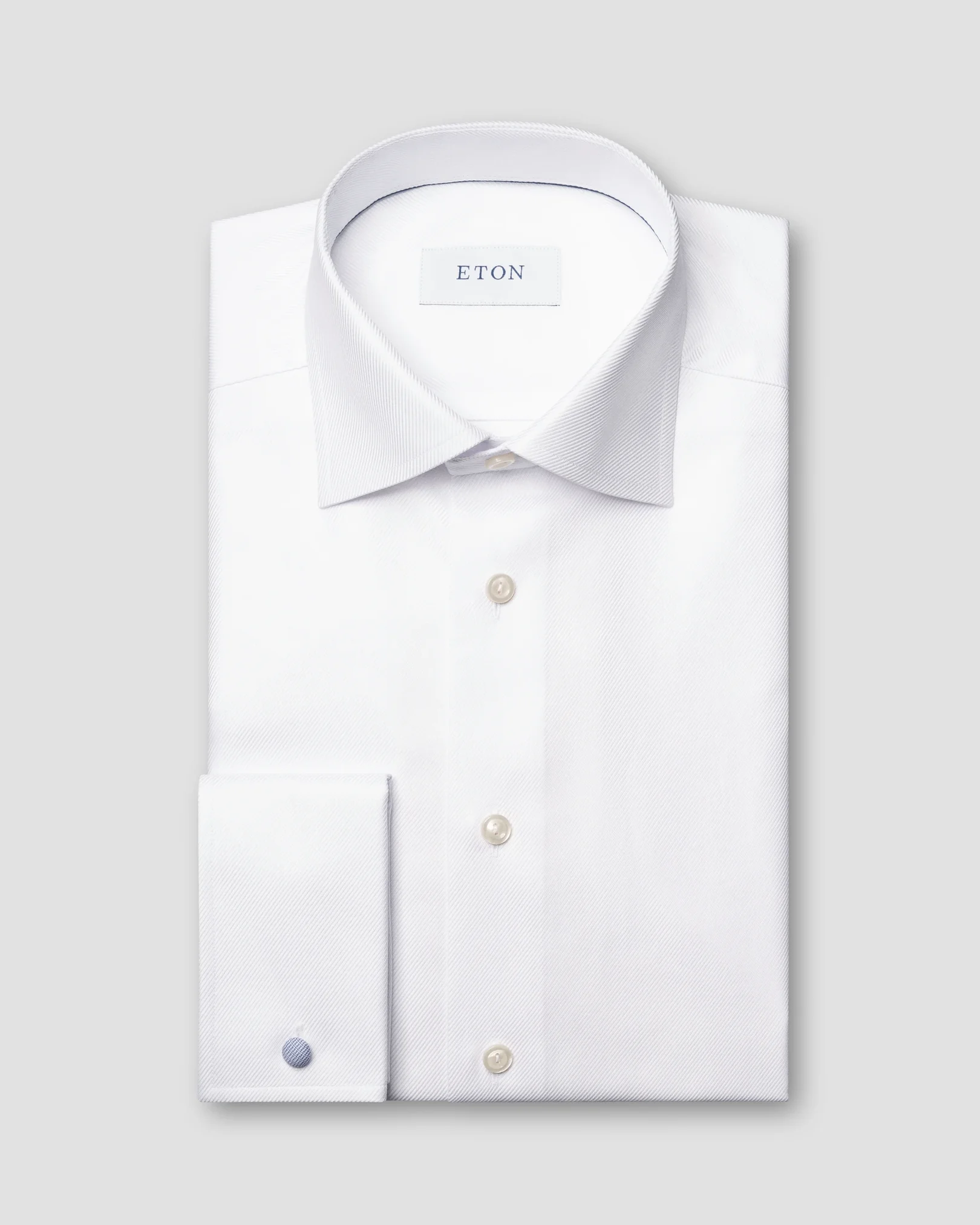 Eton - White Textured Twill Shirt – French Cuffs