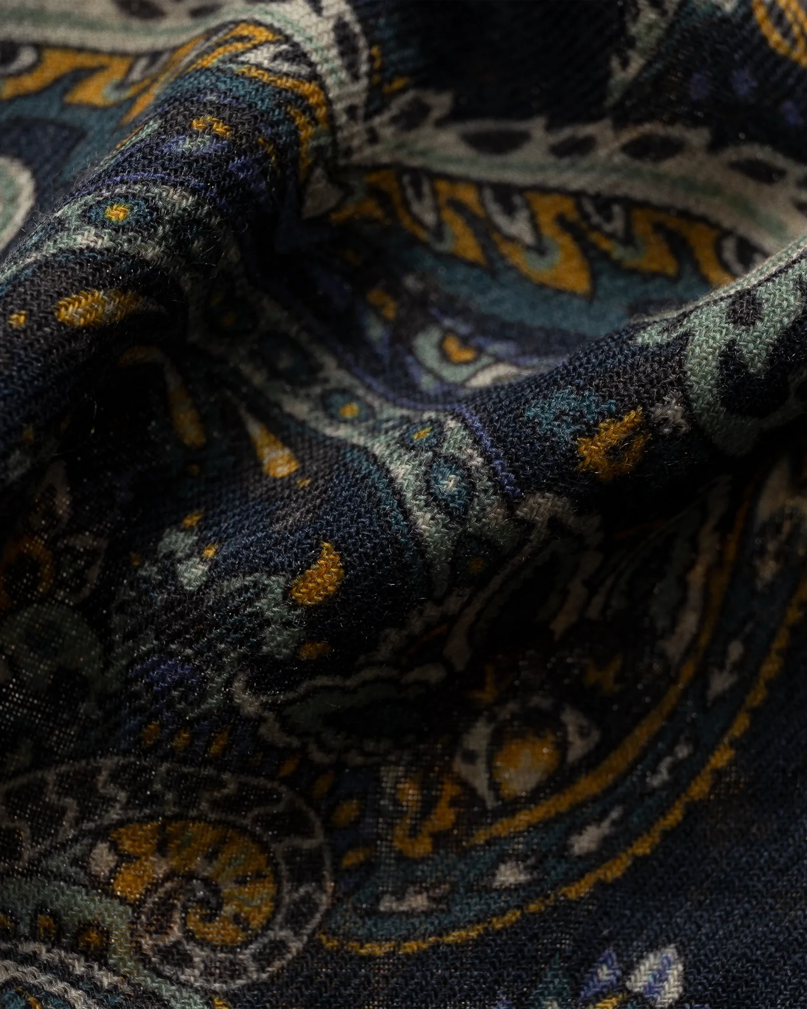 Eton - midnight blue paisley fine wool scarf