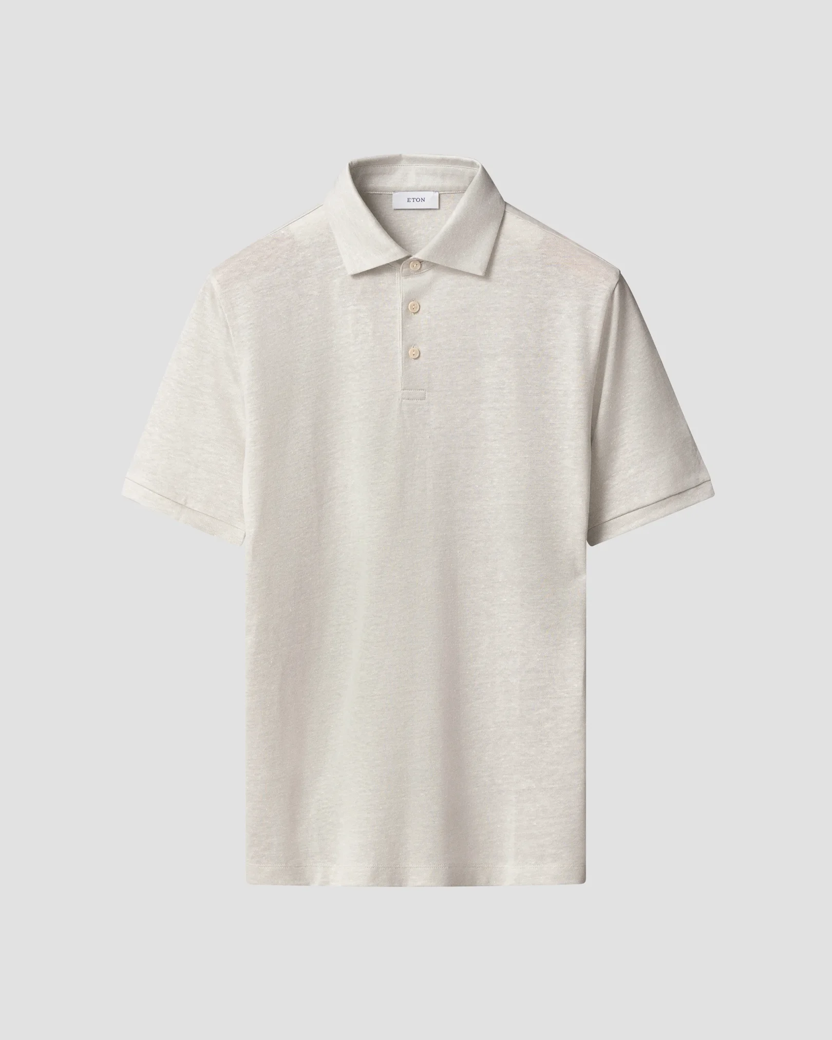Eton - light grey cotton linen polo shirt