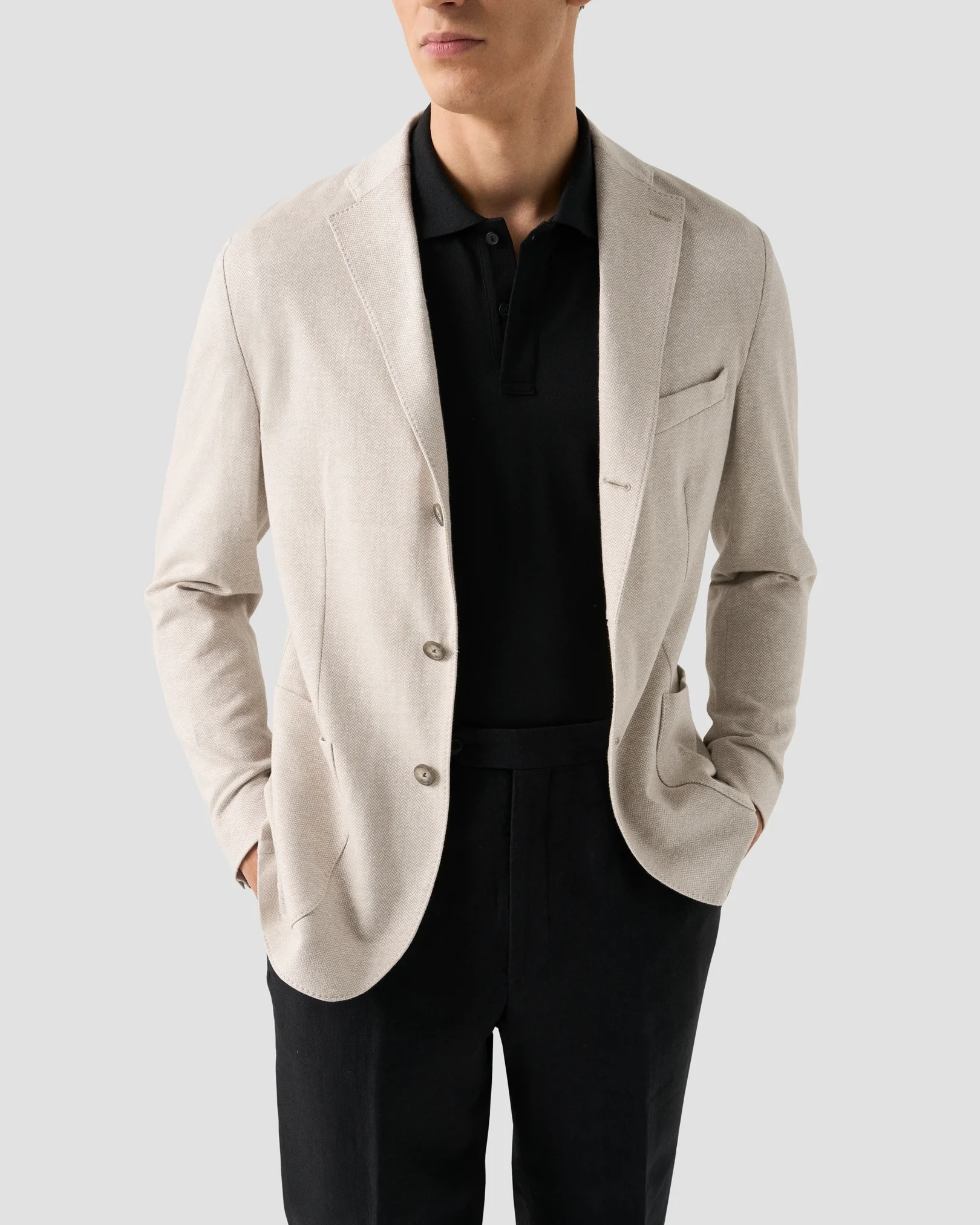 Eton - herringbone linen jersey soft jacket