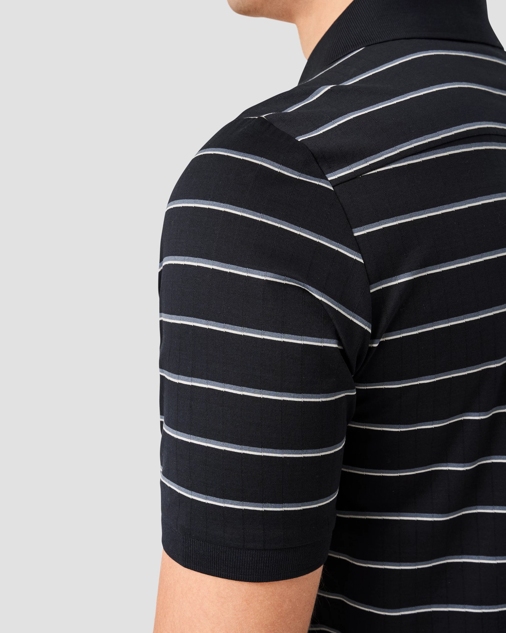 Eton - dark blue knitted collar short sleeve regular fit