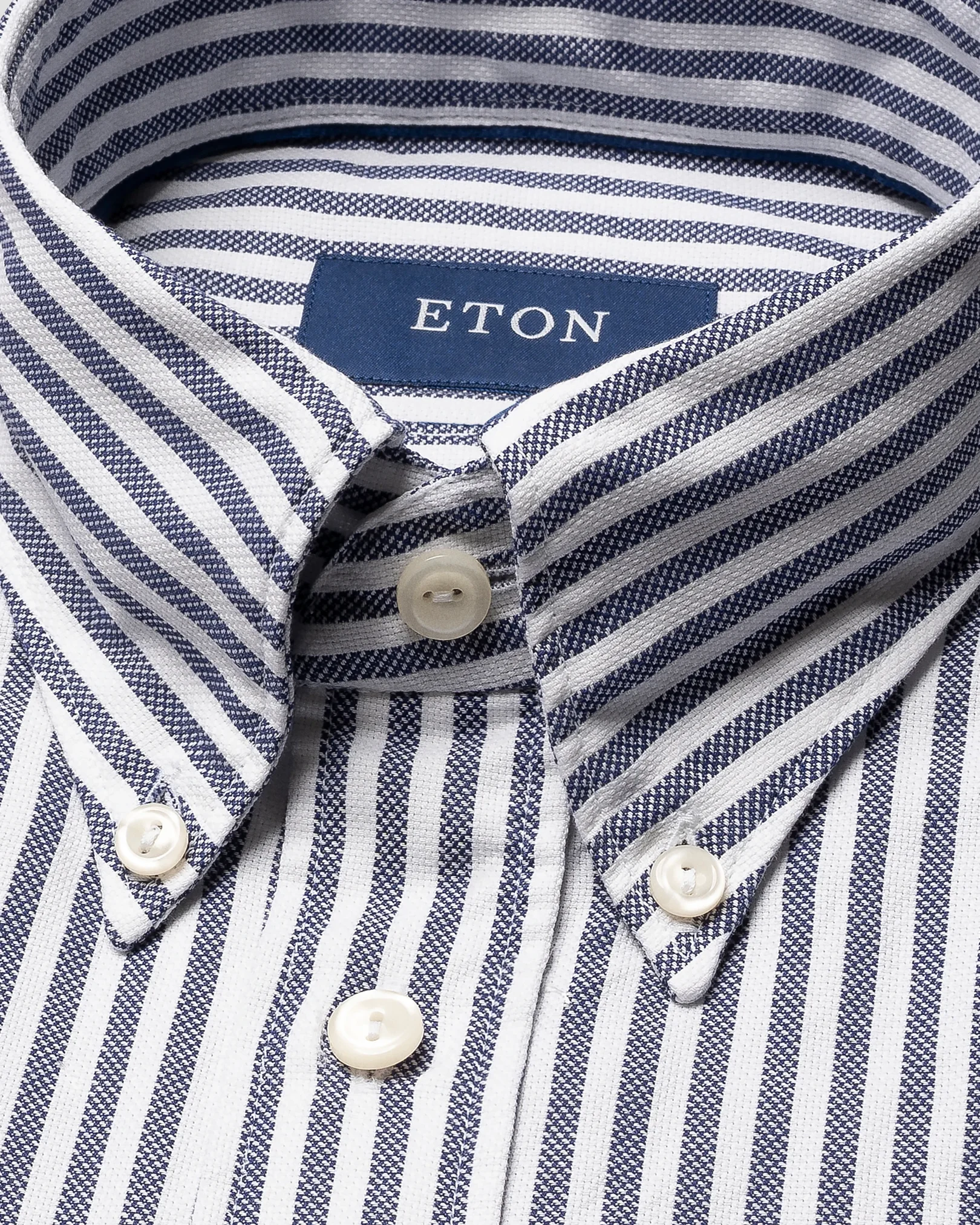 Eton - navy striped royal oxford shirt