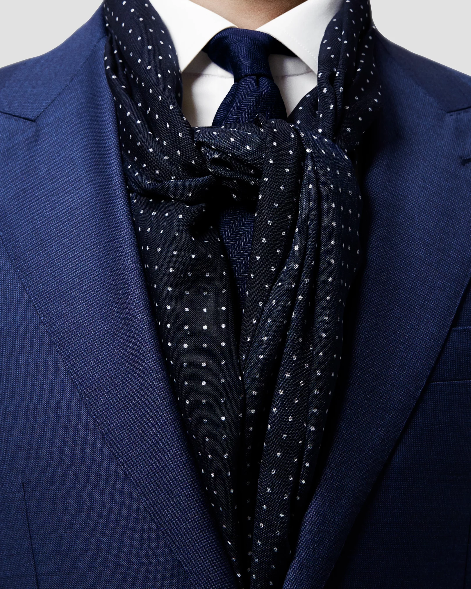 Eton - navy dots wool silk scarf