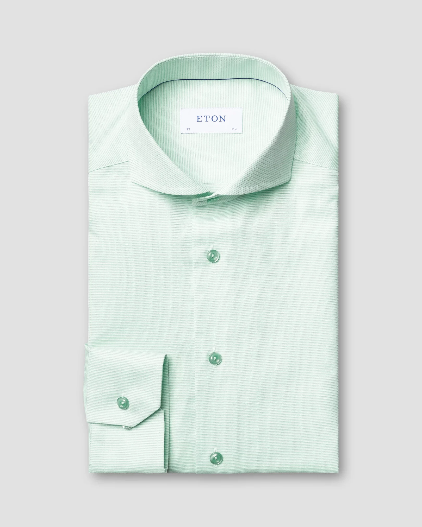 Eton - green twill shirt extreme cut away