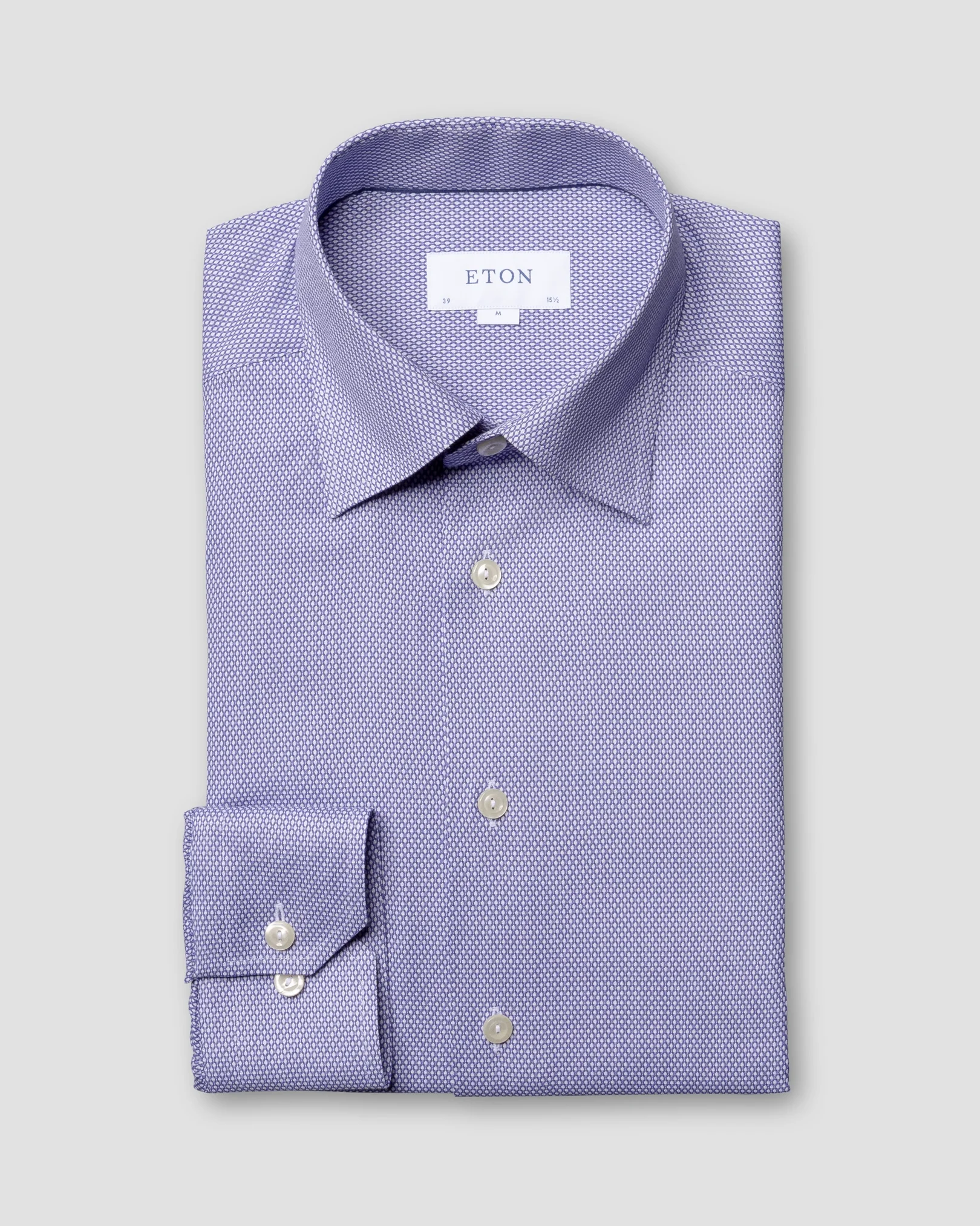 Eton - blue eton dobby shirt button under