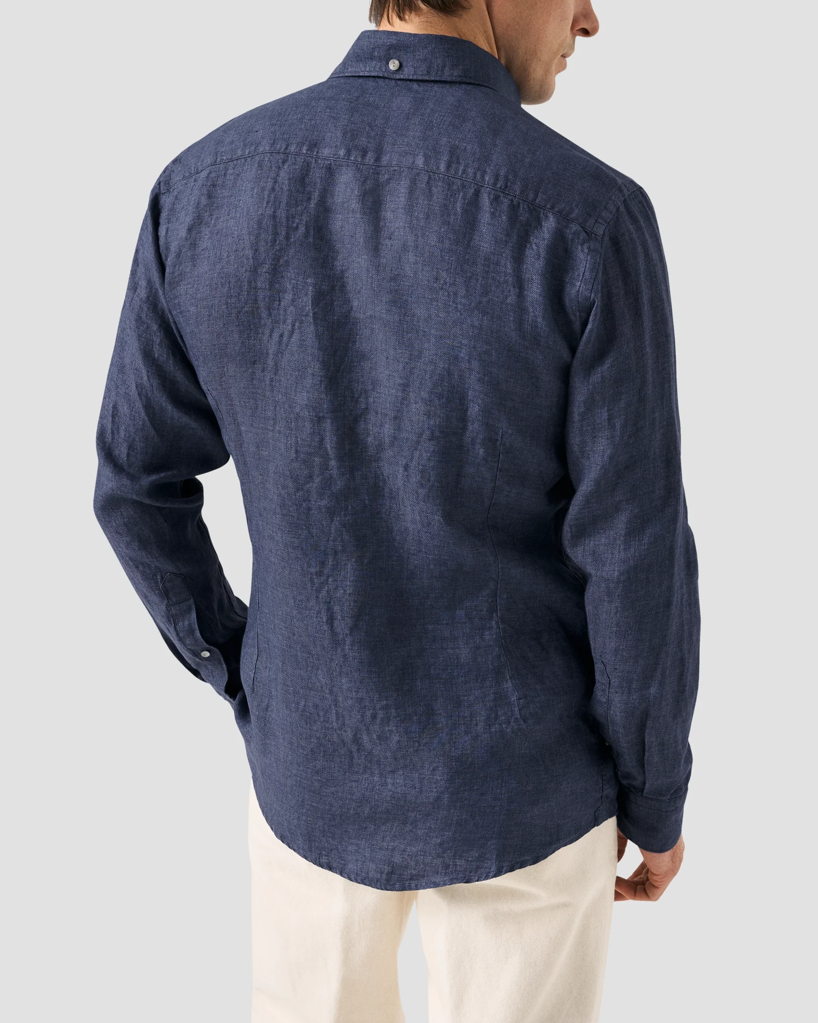 Eton - solid navy linen shirt button down