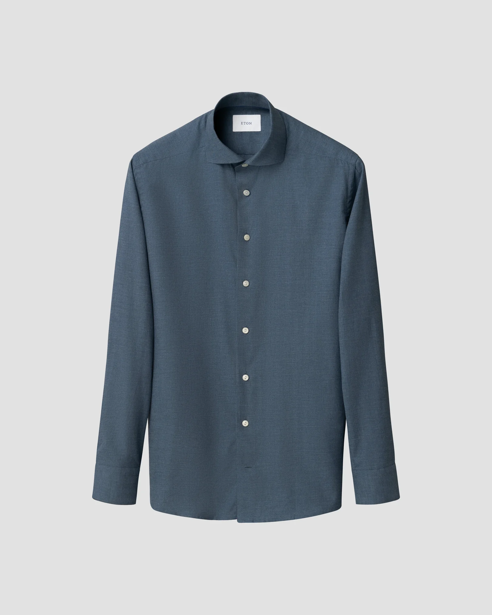 Eton - dark blue solid signature flannel shirt 256