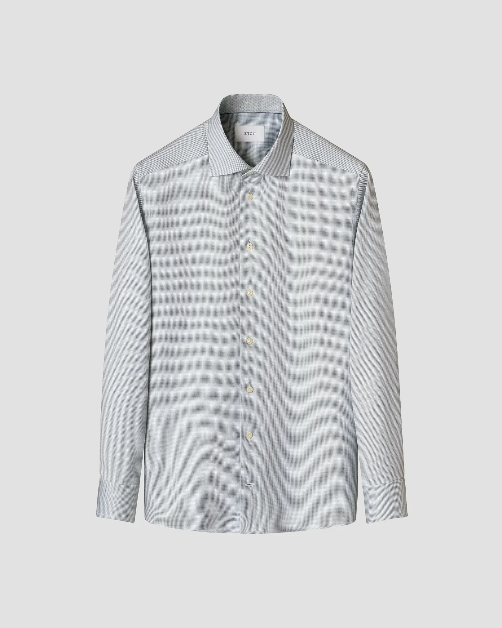 Eton - mid green semi solid twill shirt