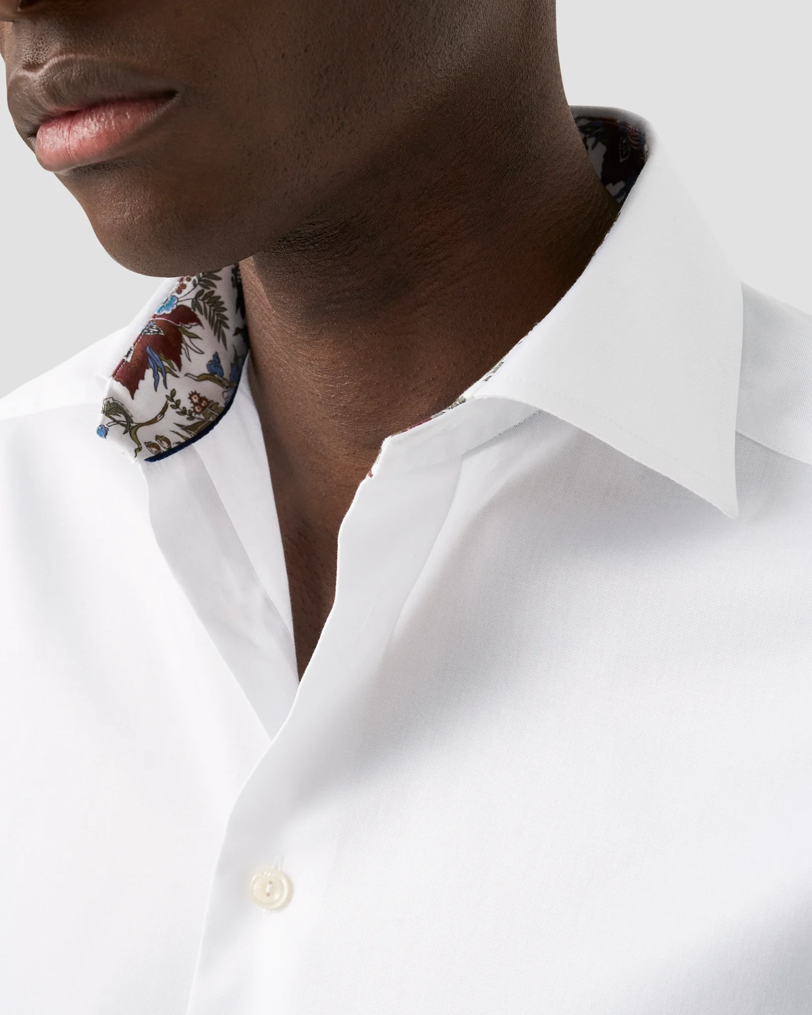 Eton - red floral effect signature twill shirt cut