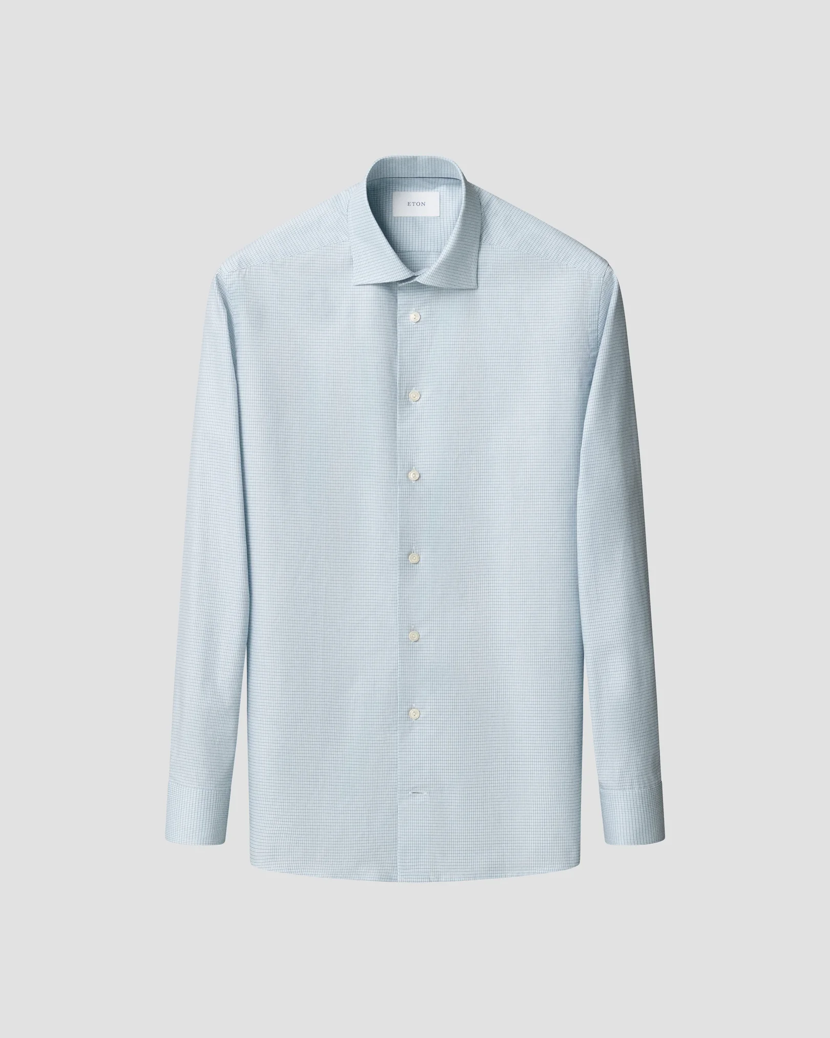 Eton - light blue check fine twill shirt