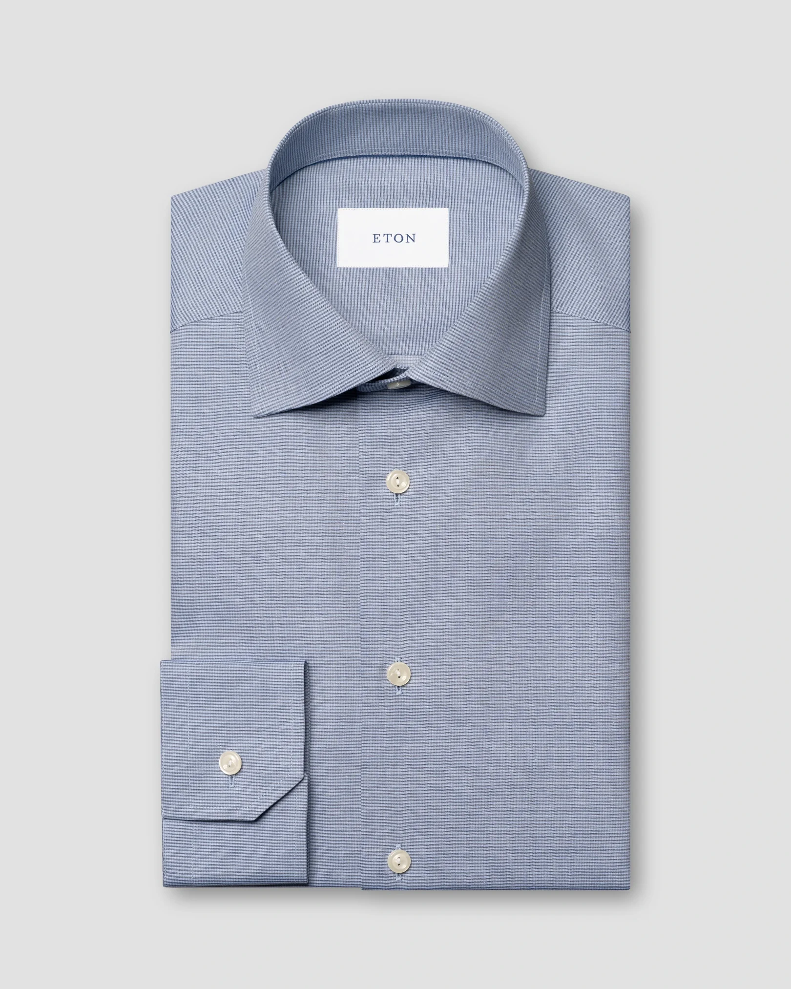 Eton - dark blue micro check twill shirt