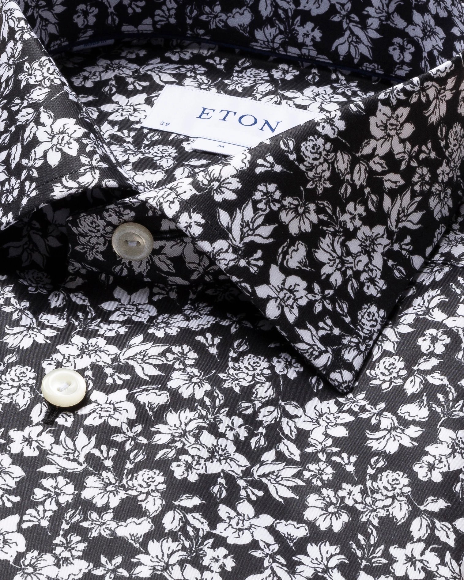 Eton - black white flowers shirt