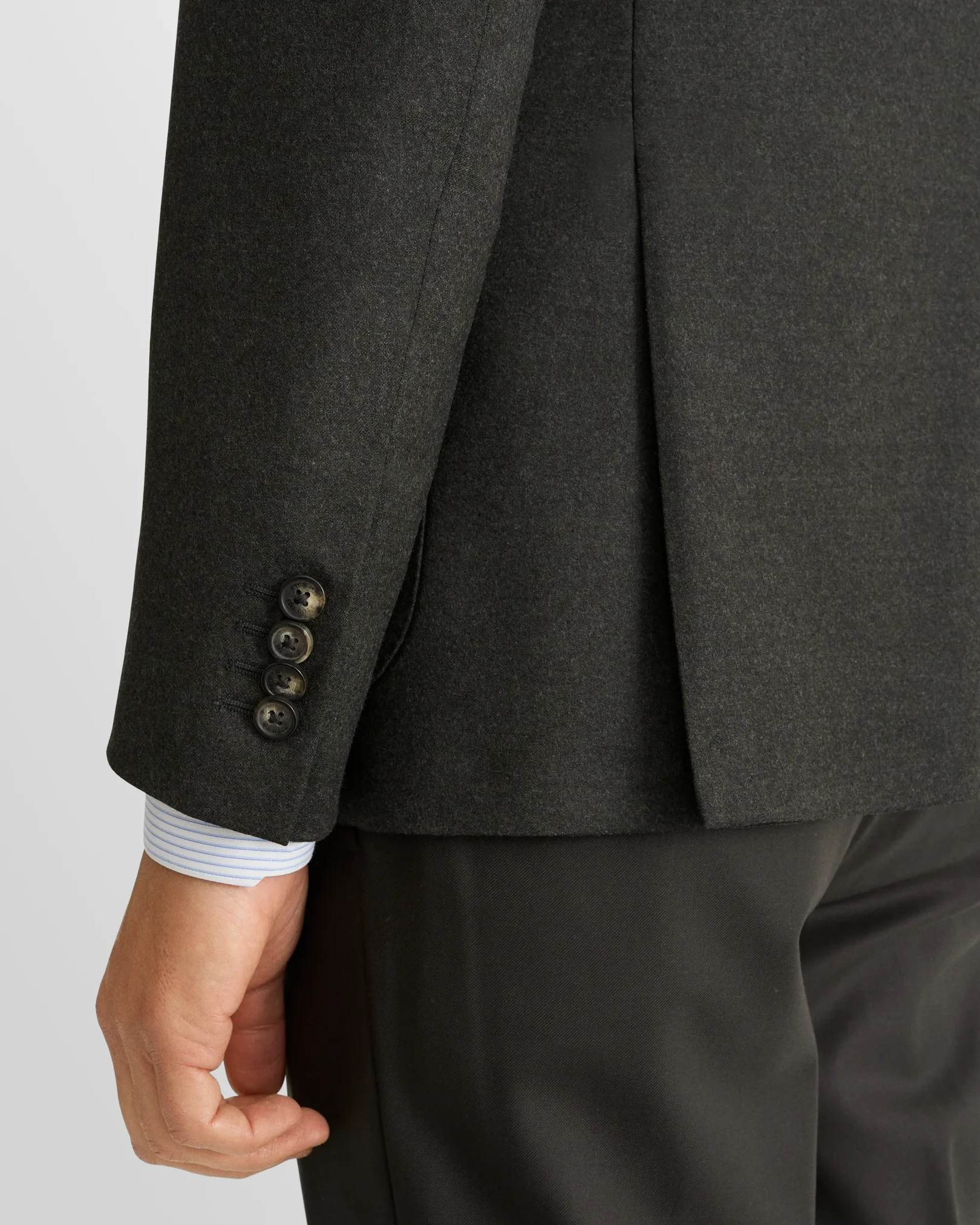 Eton - mid green wool flannel soft jacket