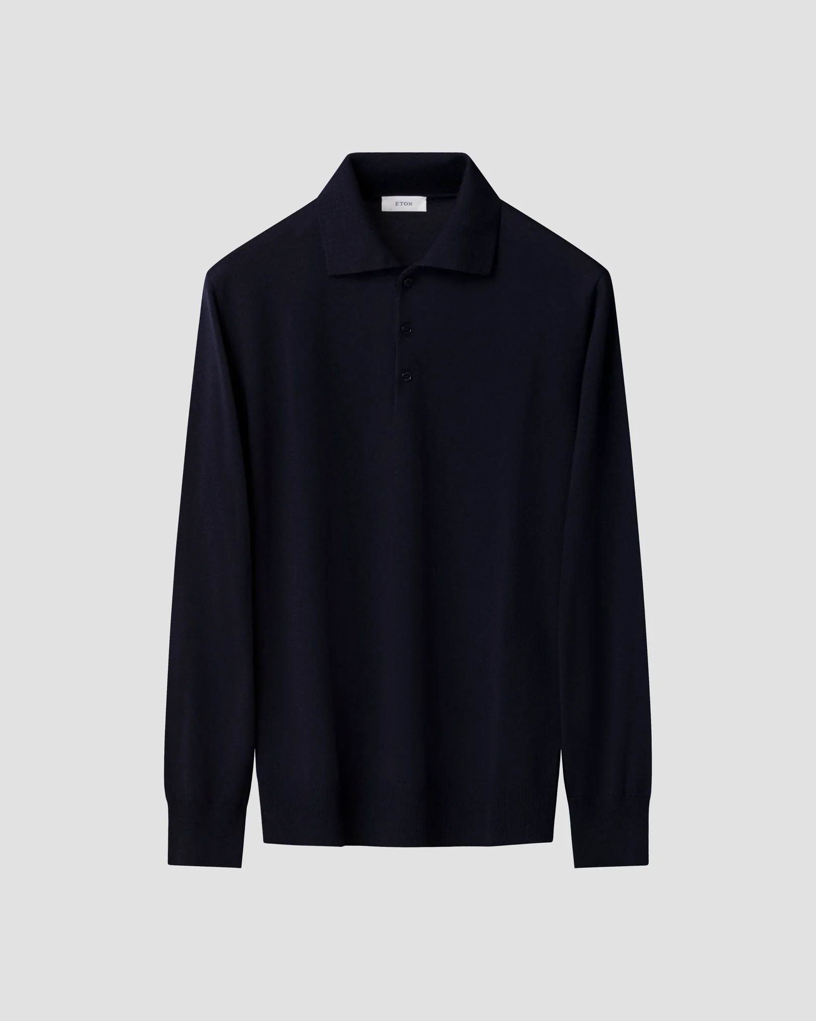Eton - navy blue merino fine knit polo shirt
