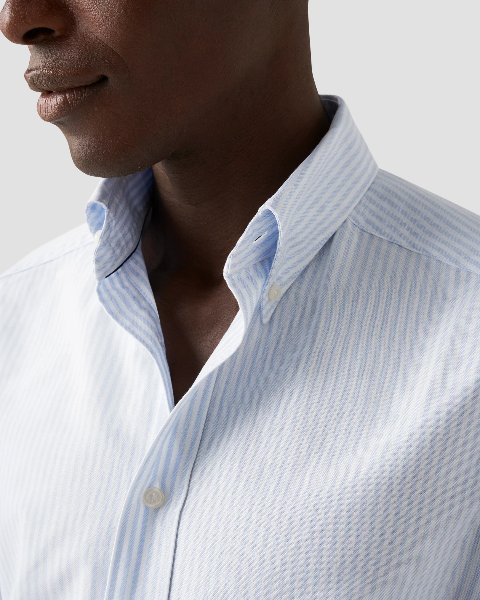 Light Blue Striped Oxford Shirt - Eton