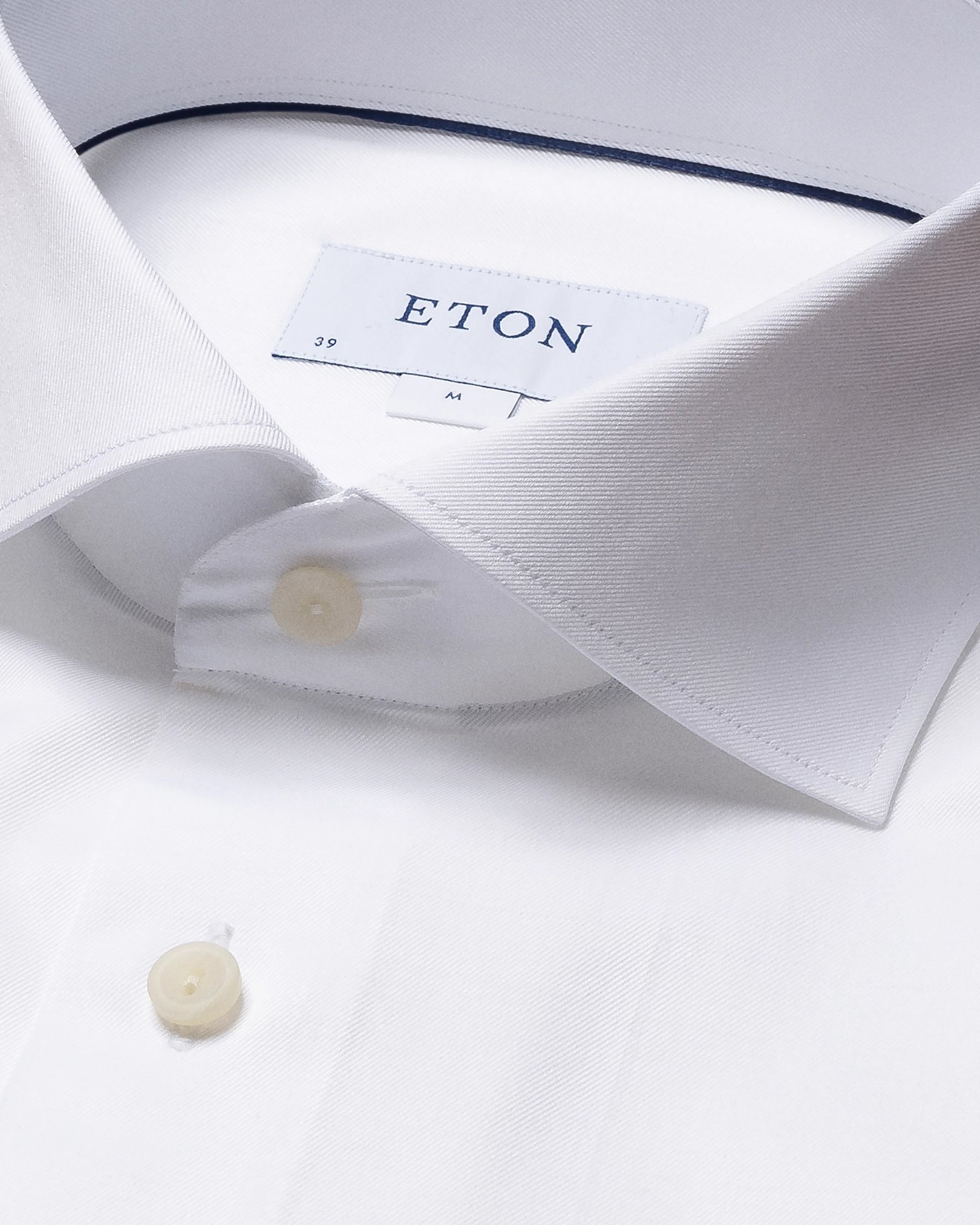 Eton - white signature twill wide spread rounded single one buttonhole slim