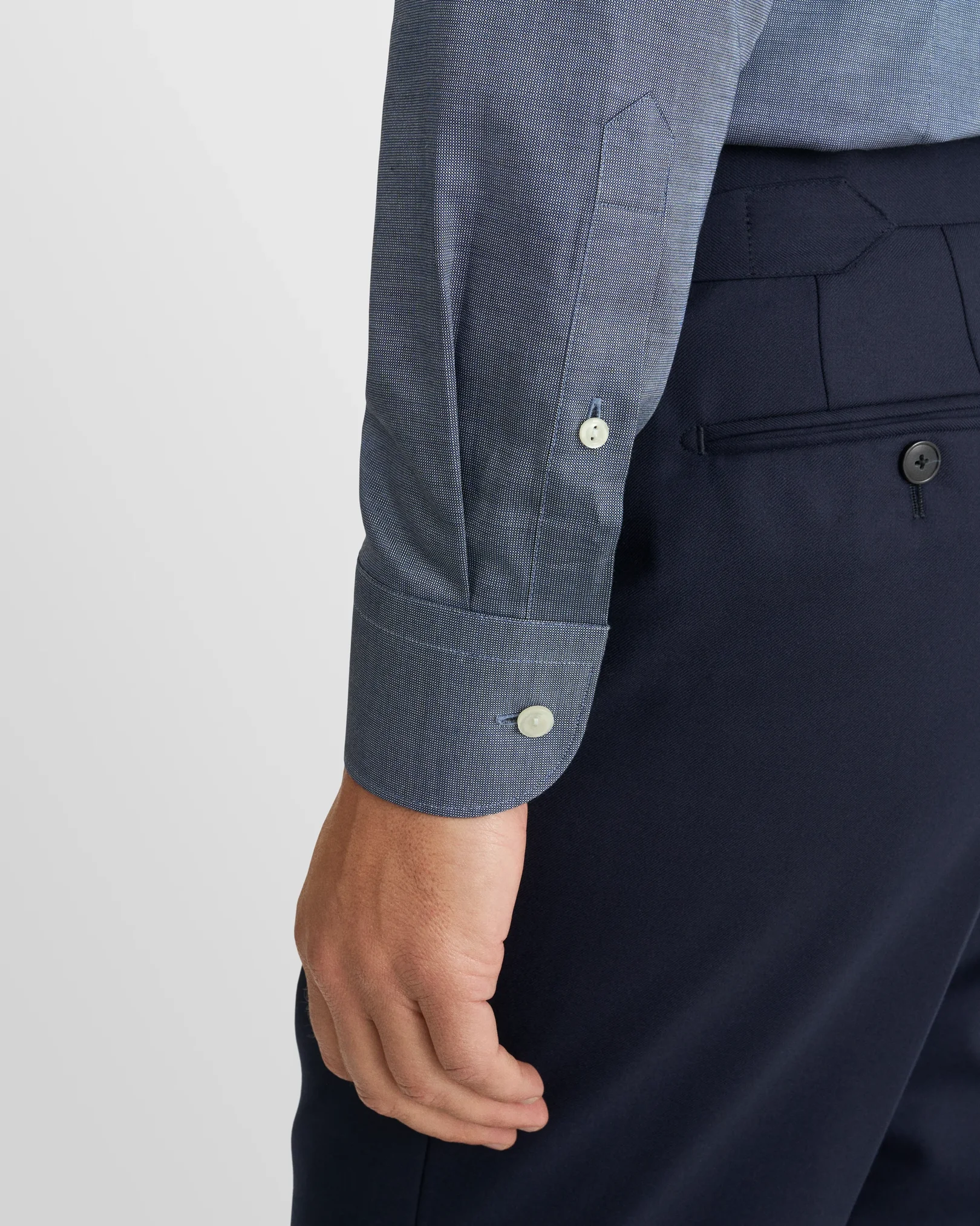 Eton - navy blue solid signature oxford shirt wide spread 266