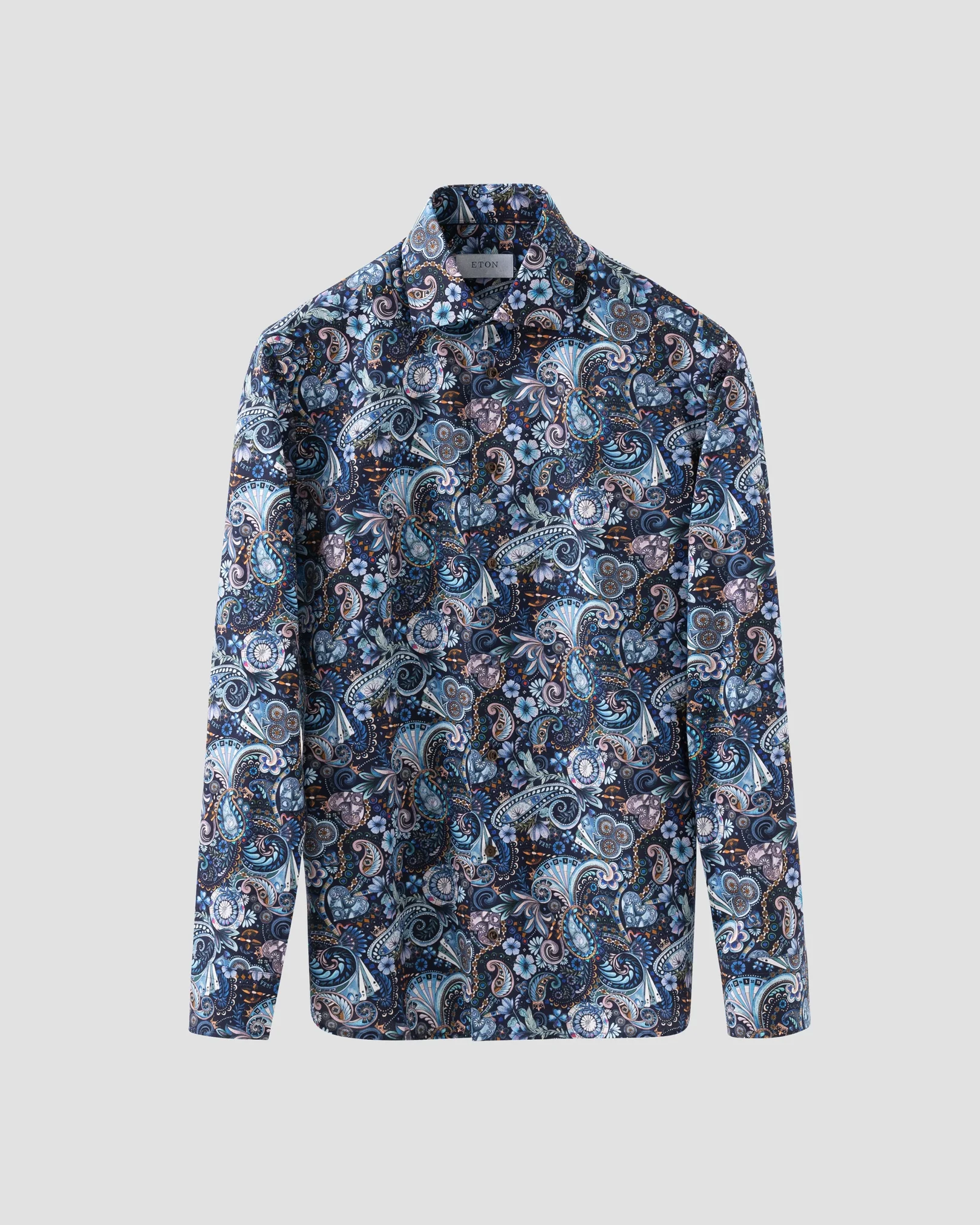 Eton - navy blue twill casino printed shirt