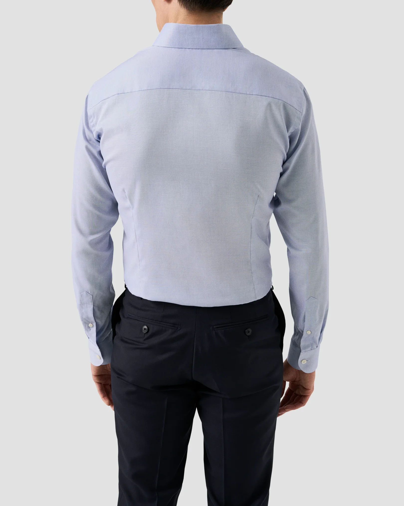 Eton - mid blue solid wrinkle free oxford