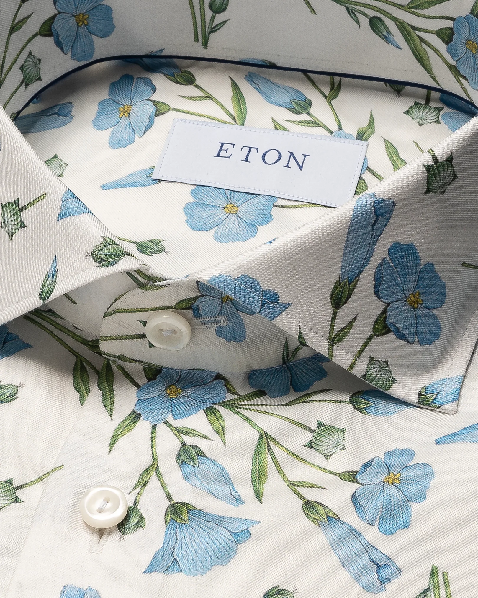 Eton - white twill wide spread flower shirt