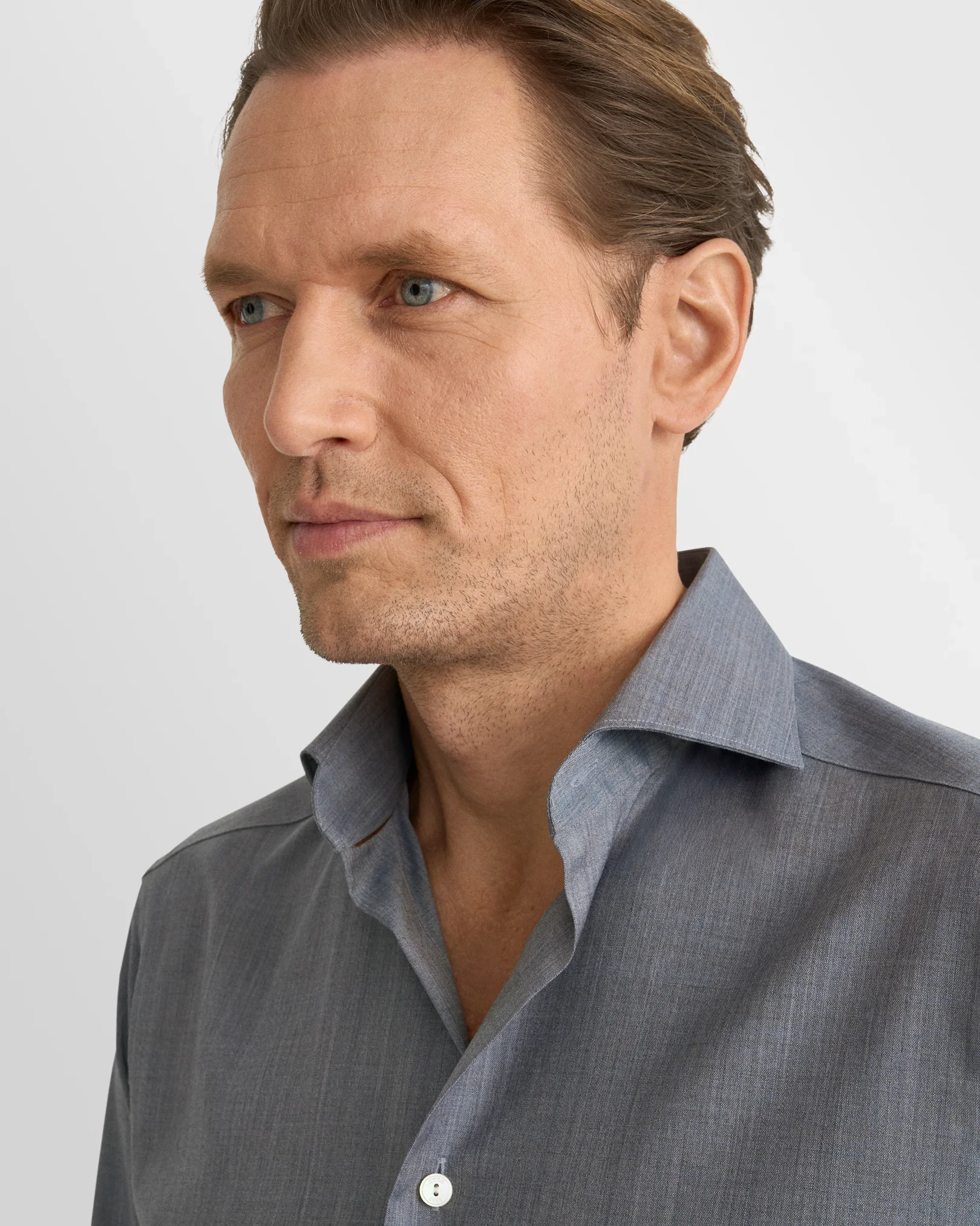 Eton - dark blue solid merino shirt