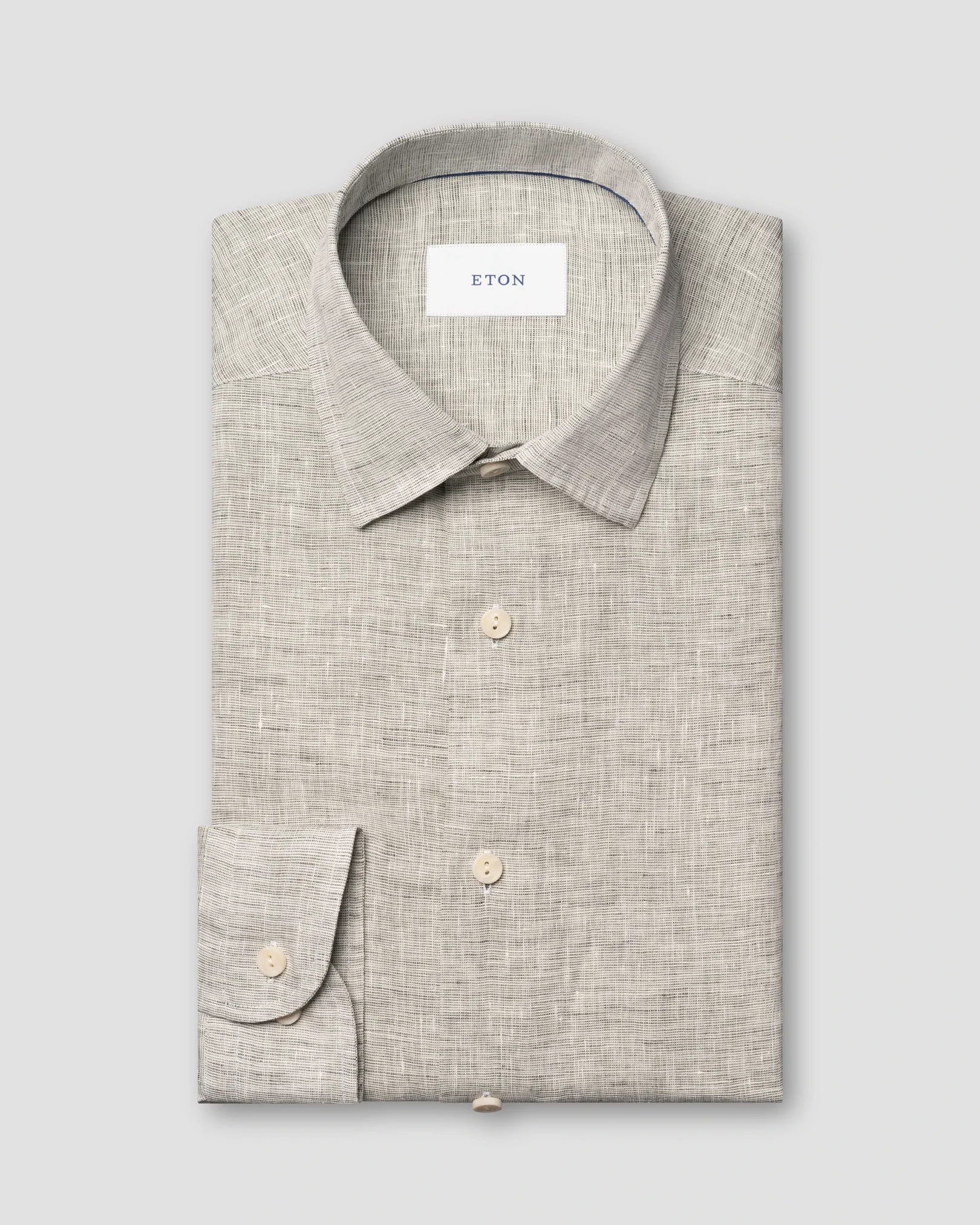 Eton - dark green solid linen shirt