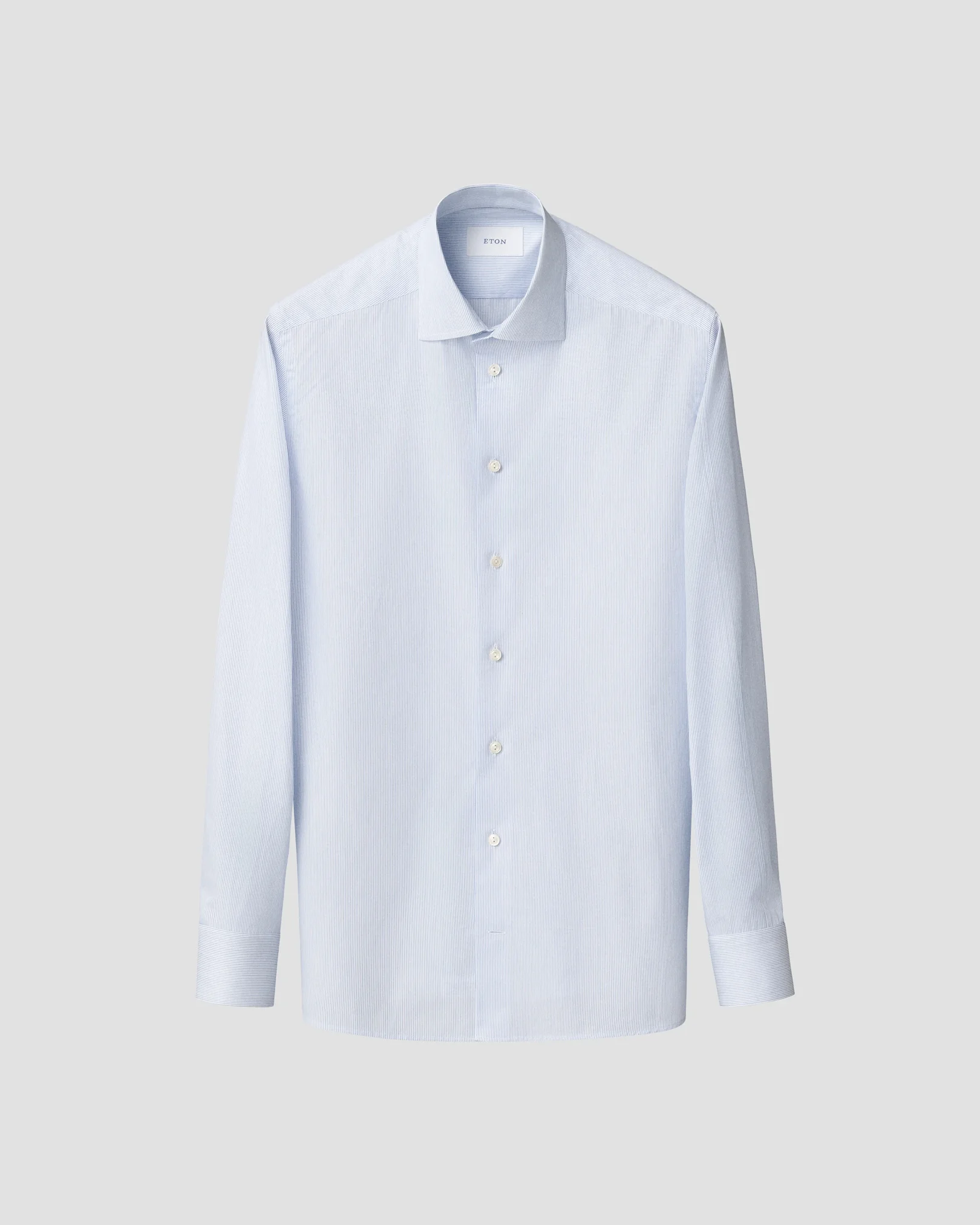Eton - light blue striped fine twill shirt cut away single slim