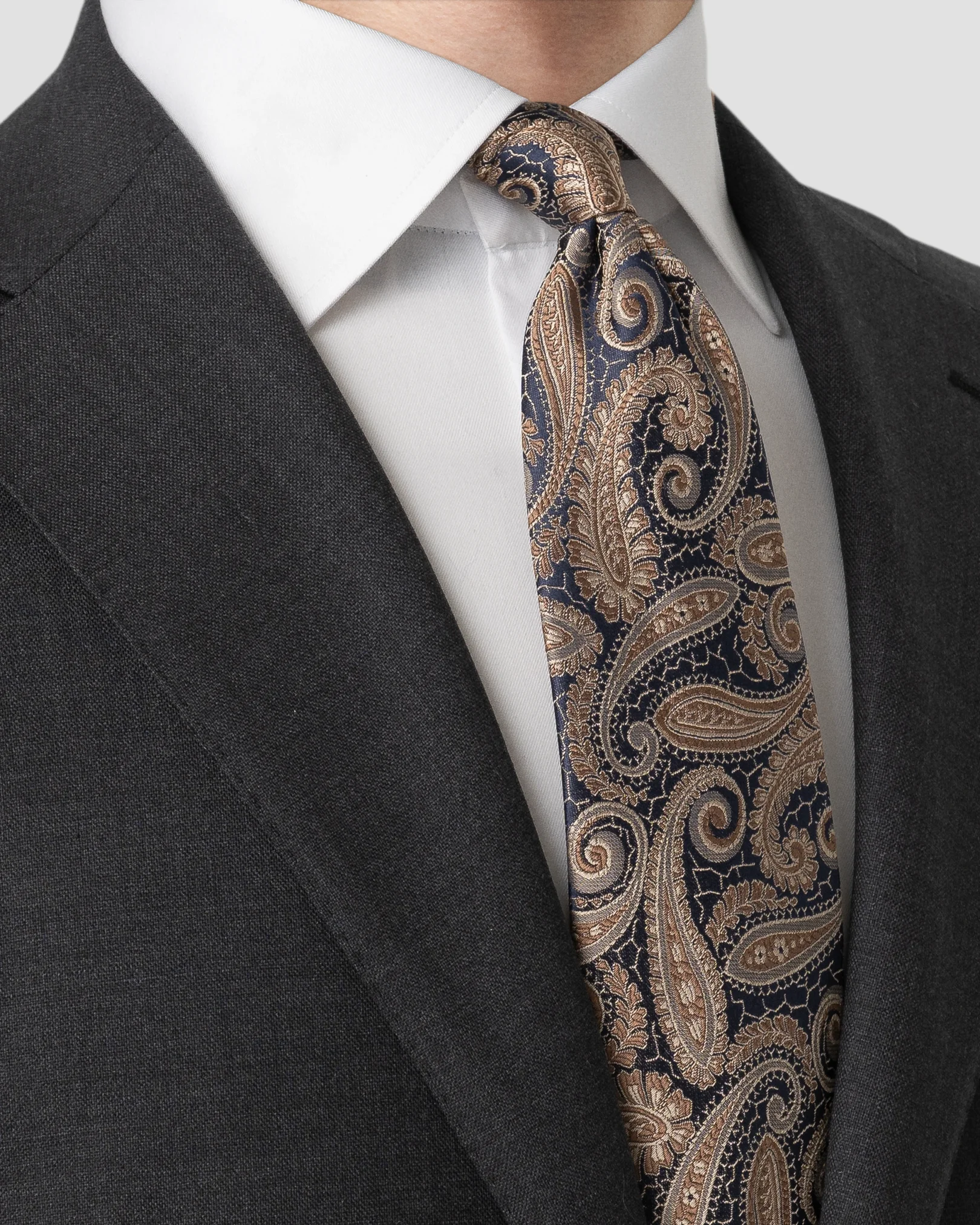 Eton - paisley woven silk tie brown paisley woven silk tie