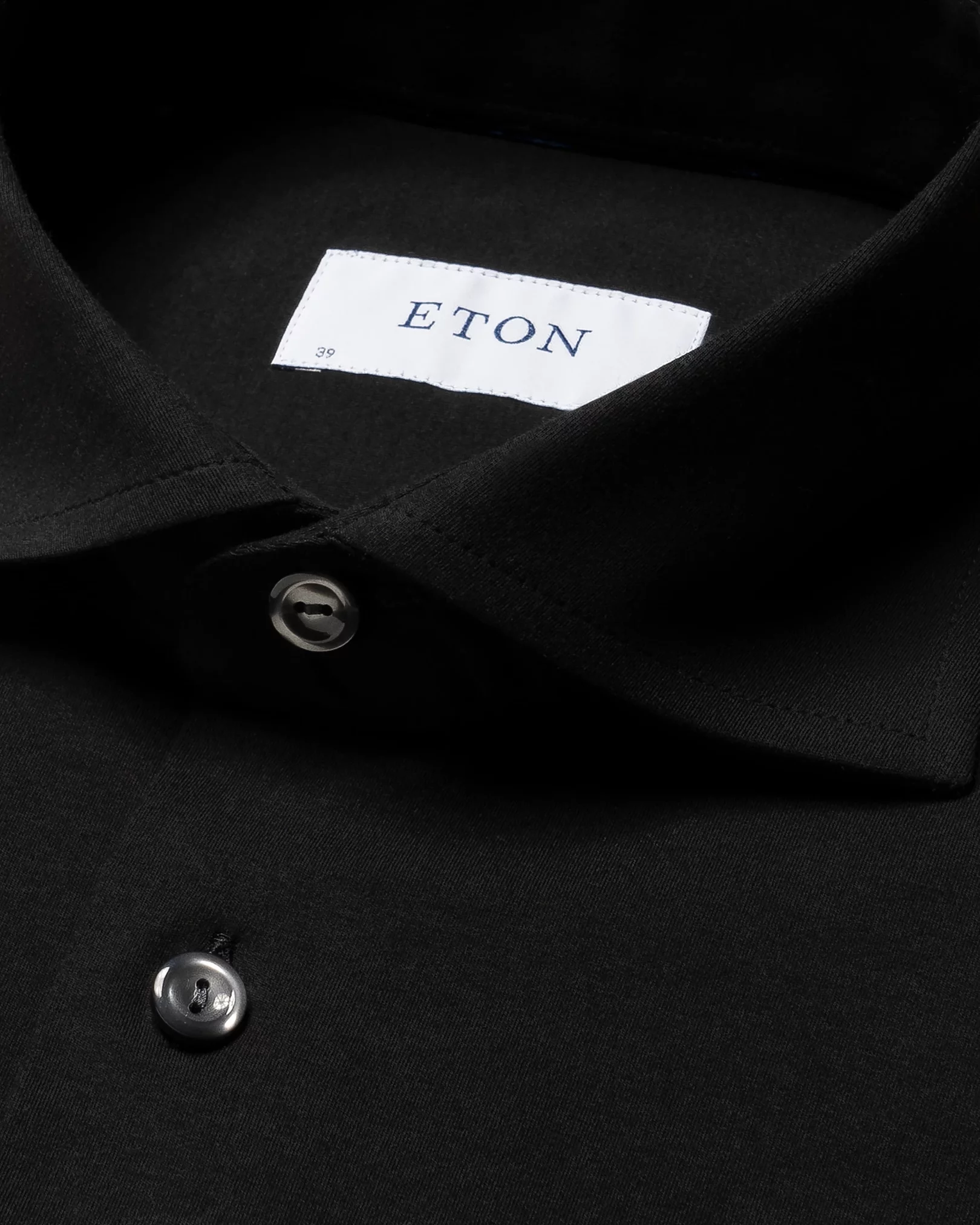 Black Cotton Four-Way Stretch Shirt - Eton