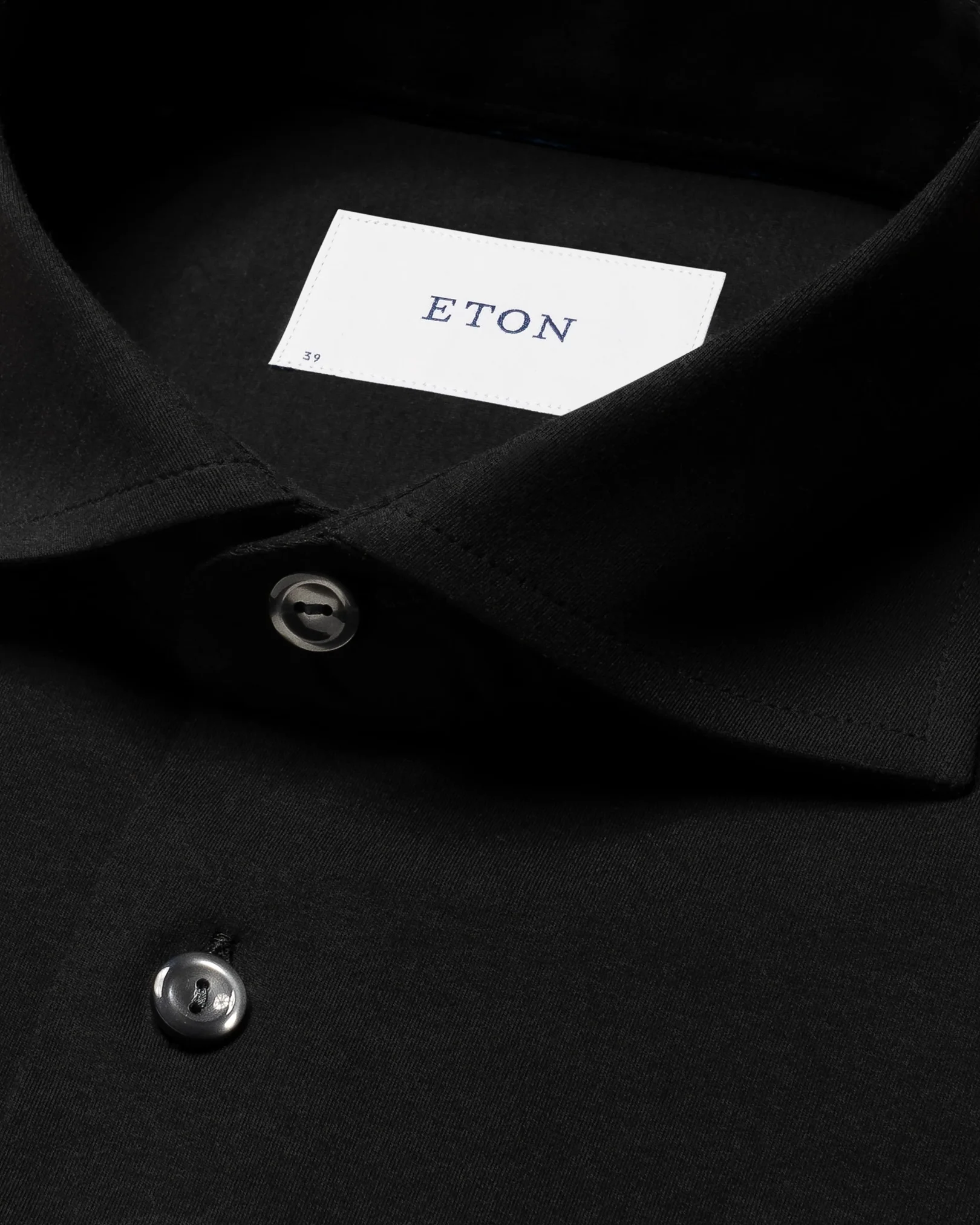 Eton - black supima cotton fourway strech