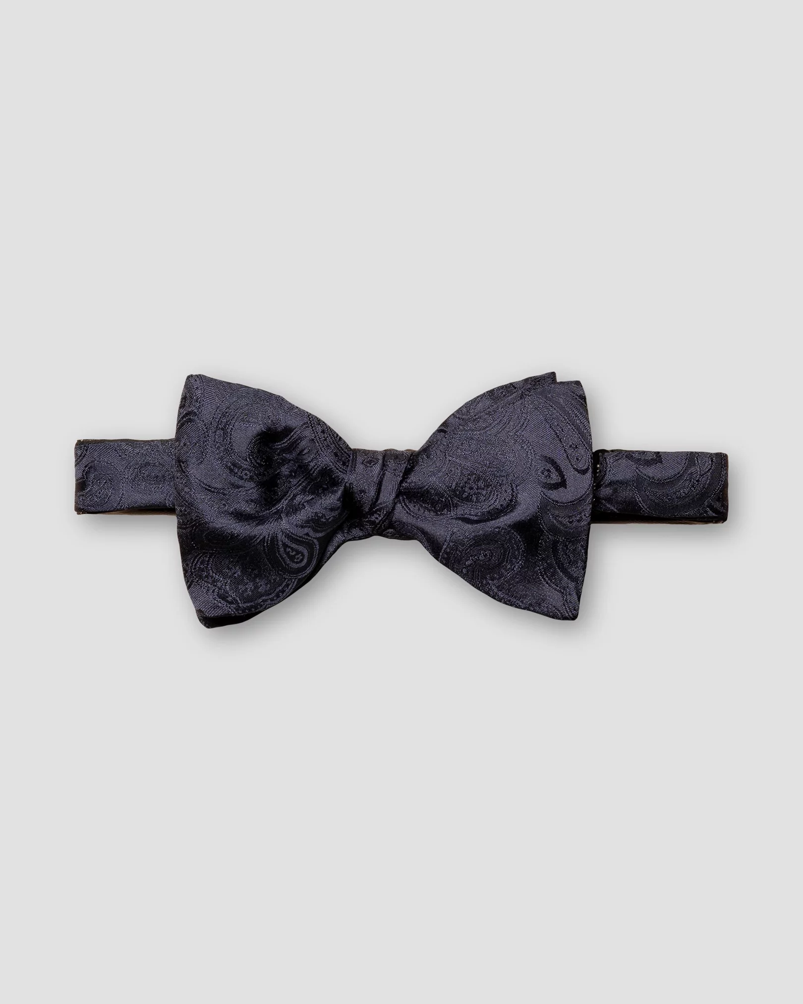 Navy Paisley Print Silk Bow Tie - Self Tied