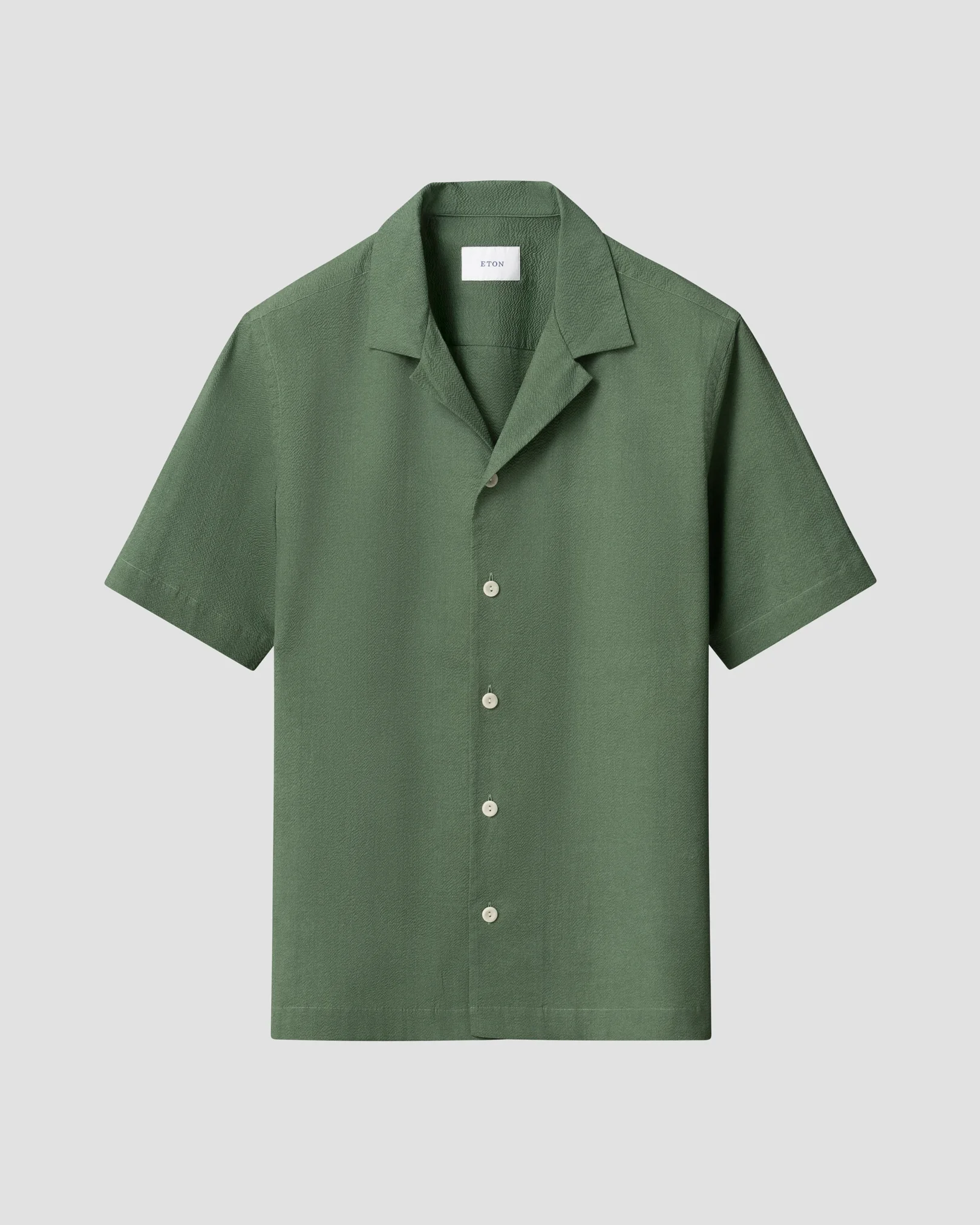 Eton - mid green seersucker resort shirt