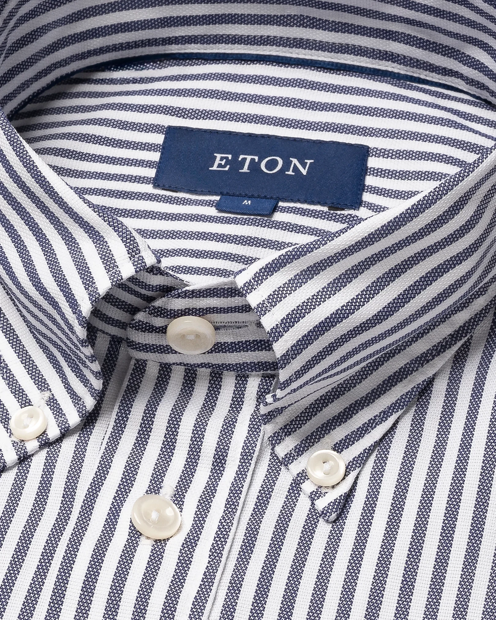 Eton - dark blue twill button down rounded single slim fit