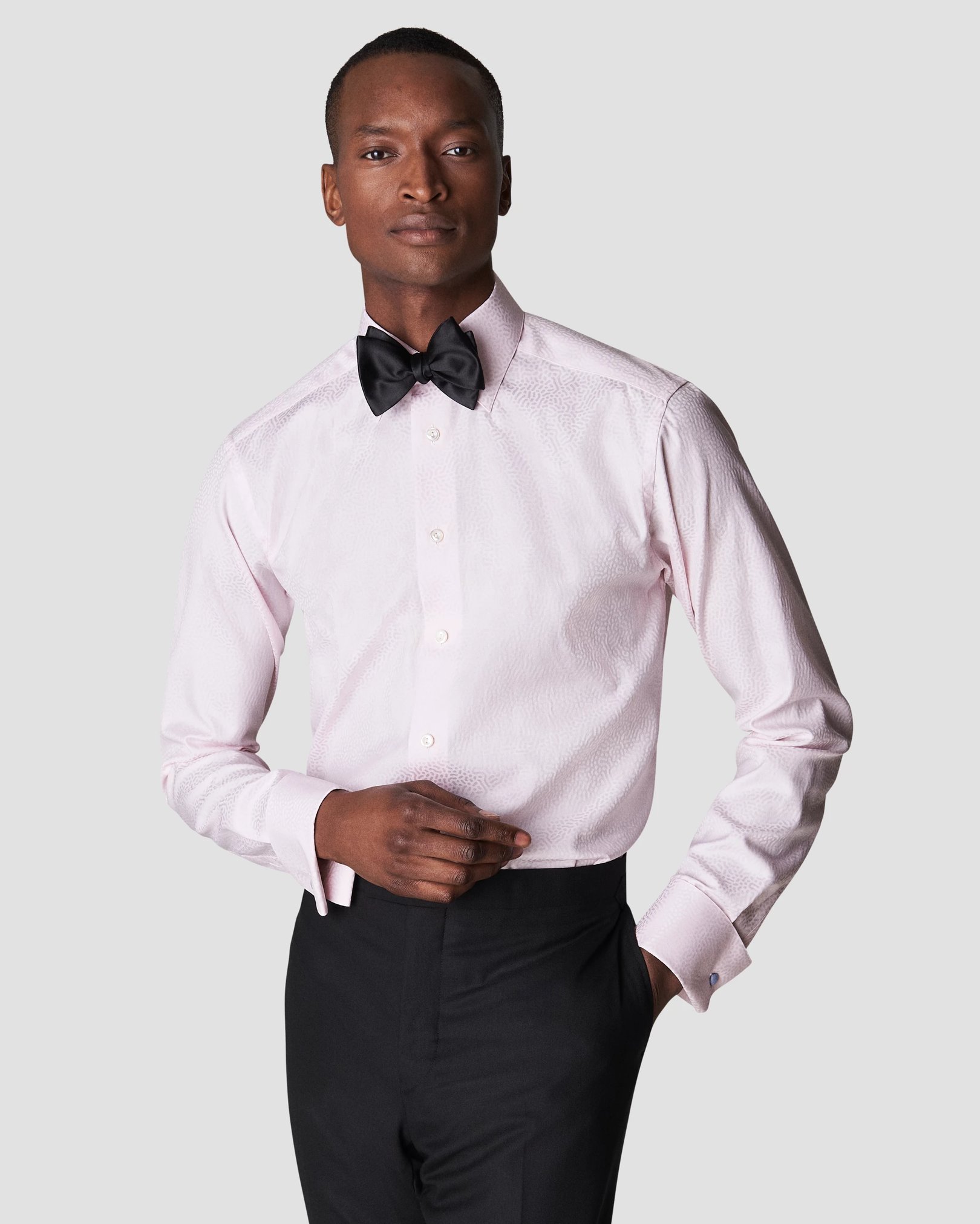Eton - pink jacquard moderate french cuff
