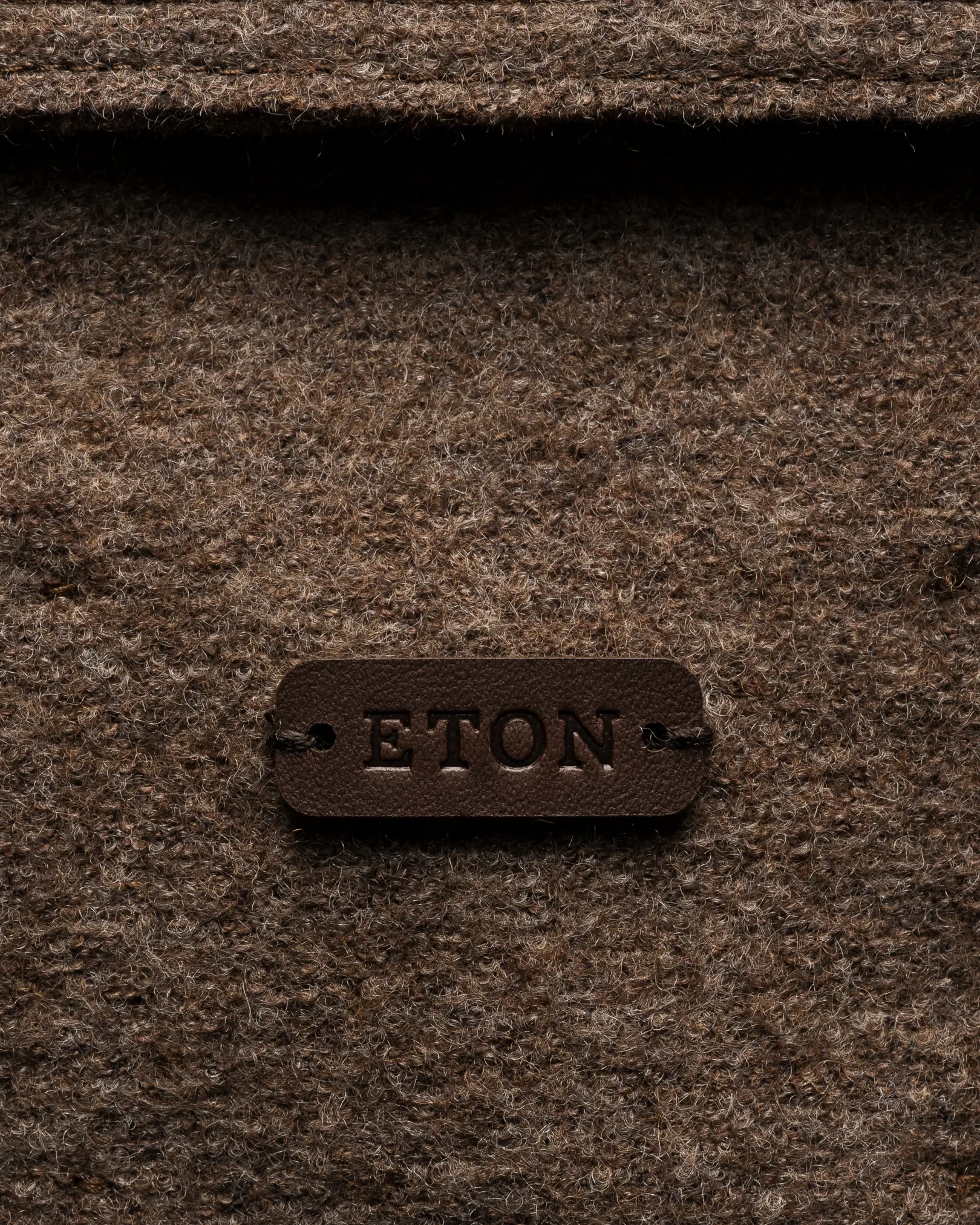 Eton - brown boiled wool cotton shirt jacket