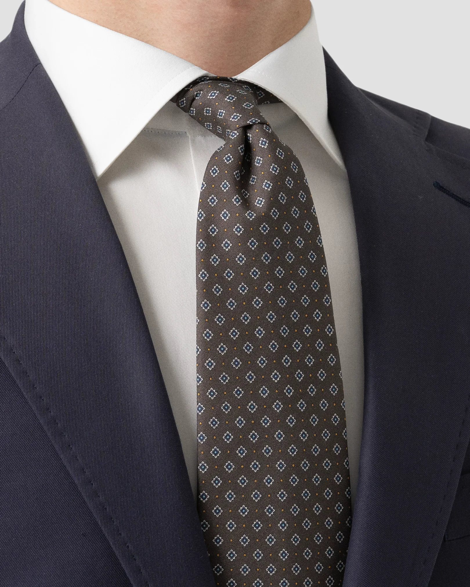 Eton - brown mircro floral tie