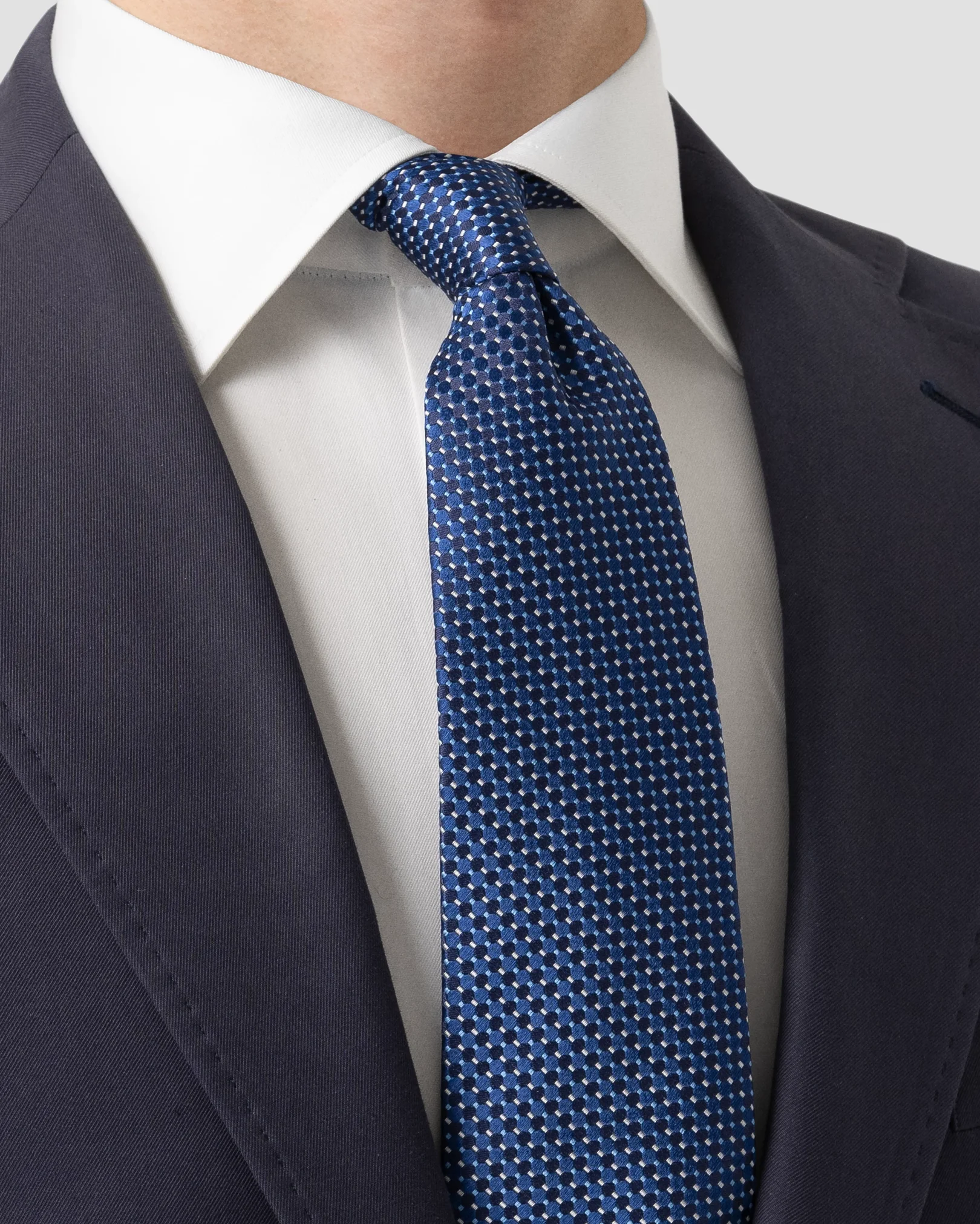 Eton - navy geometric silk tie