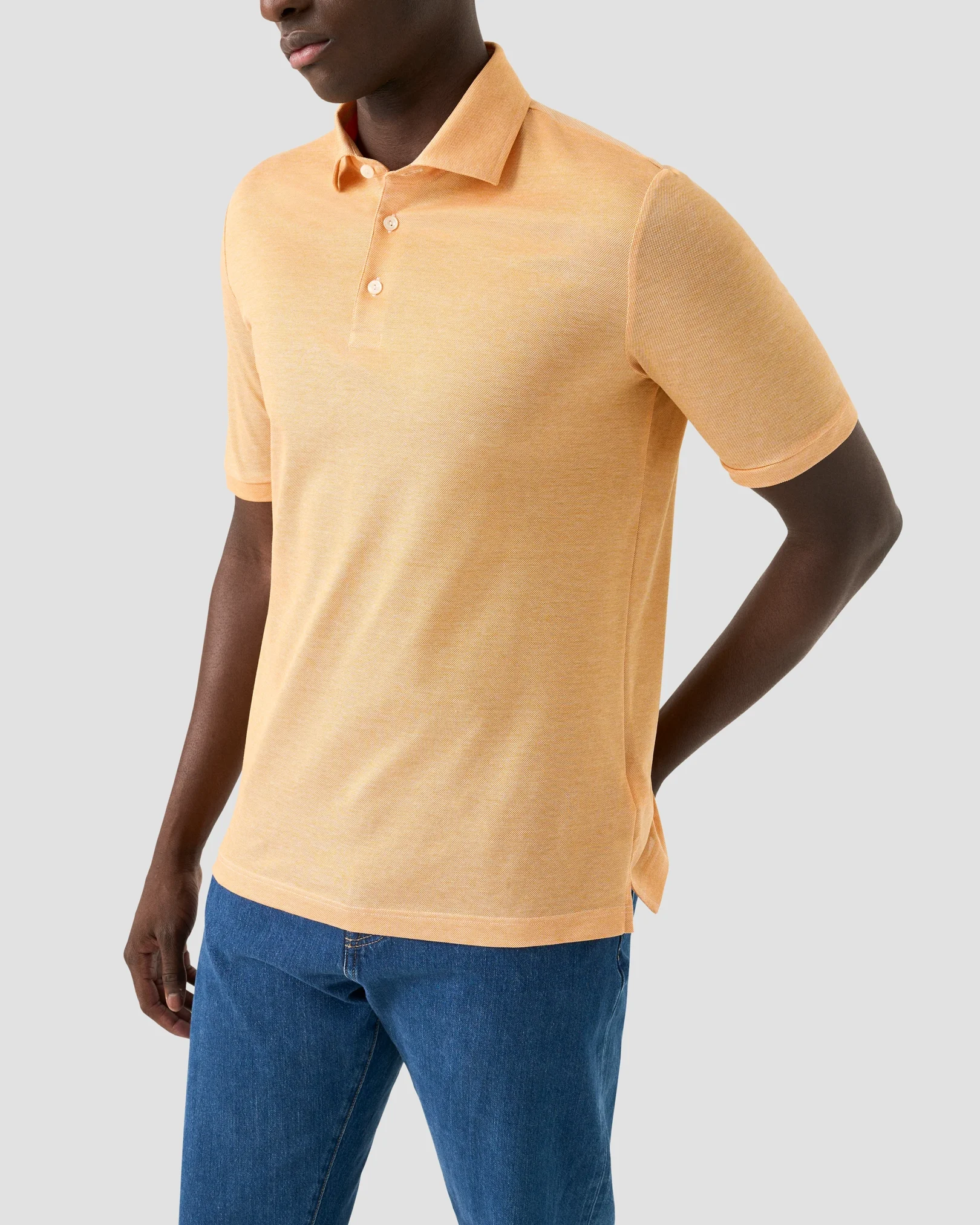 Eton - mid yellow filo di scozia oxford polo shirt