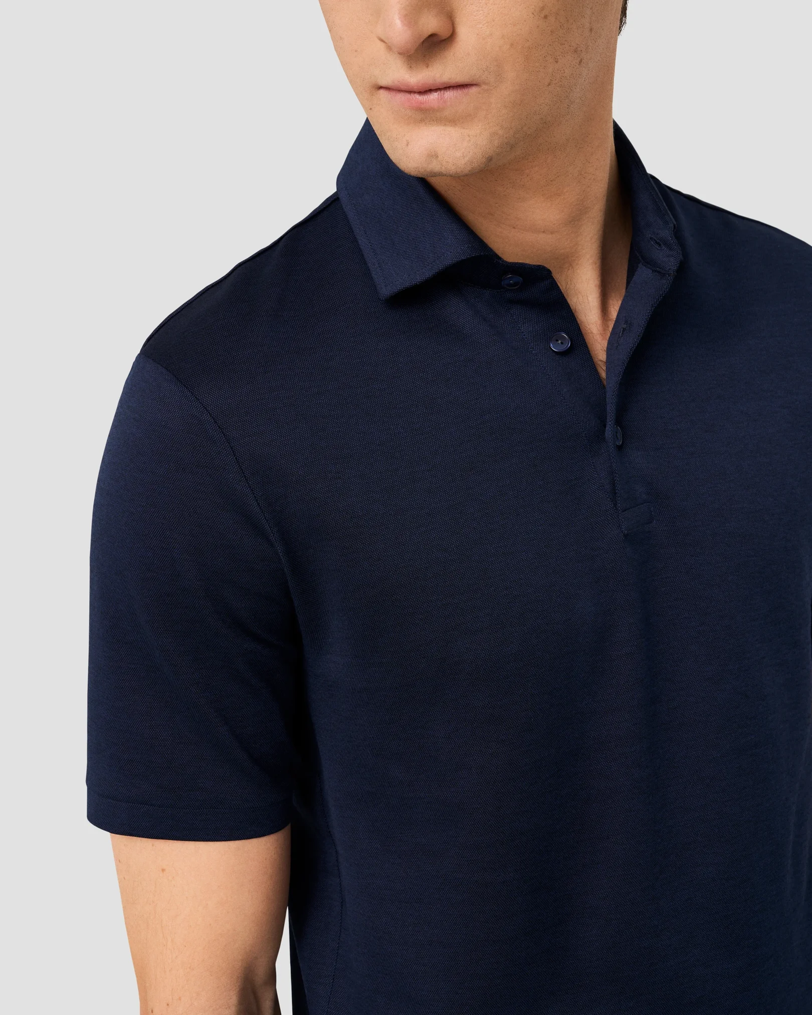 Eton - jacquard filo di scozia polo shirt navy blue jacquard filo di scozia polo shirt